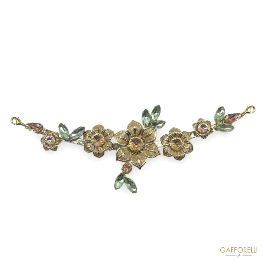 Elegant Neckline Composed of Flowers and Rhinestones- Art. A652 - Gafforelli