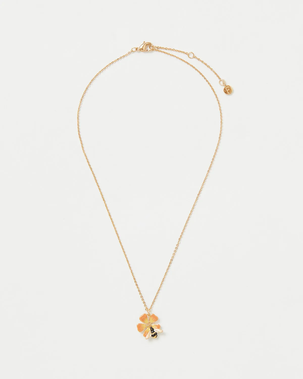 Enamel Flower & Bee Short Necklace