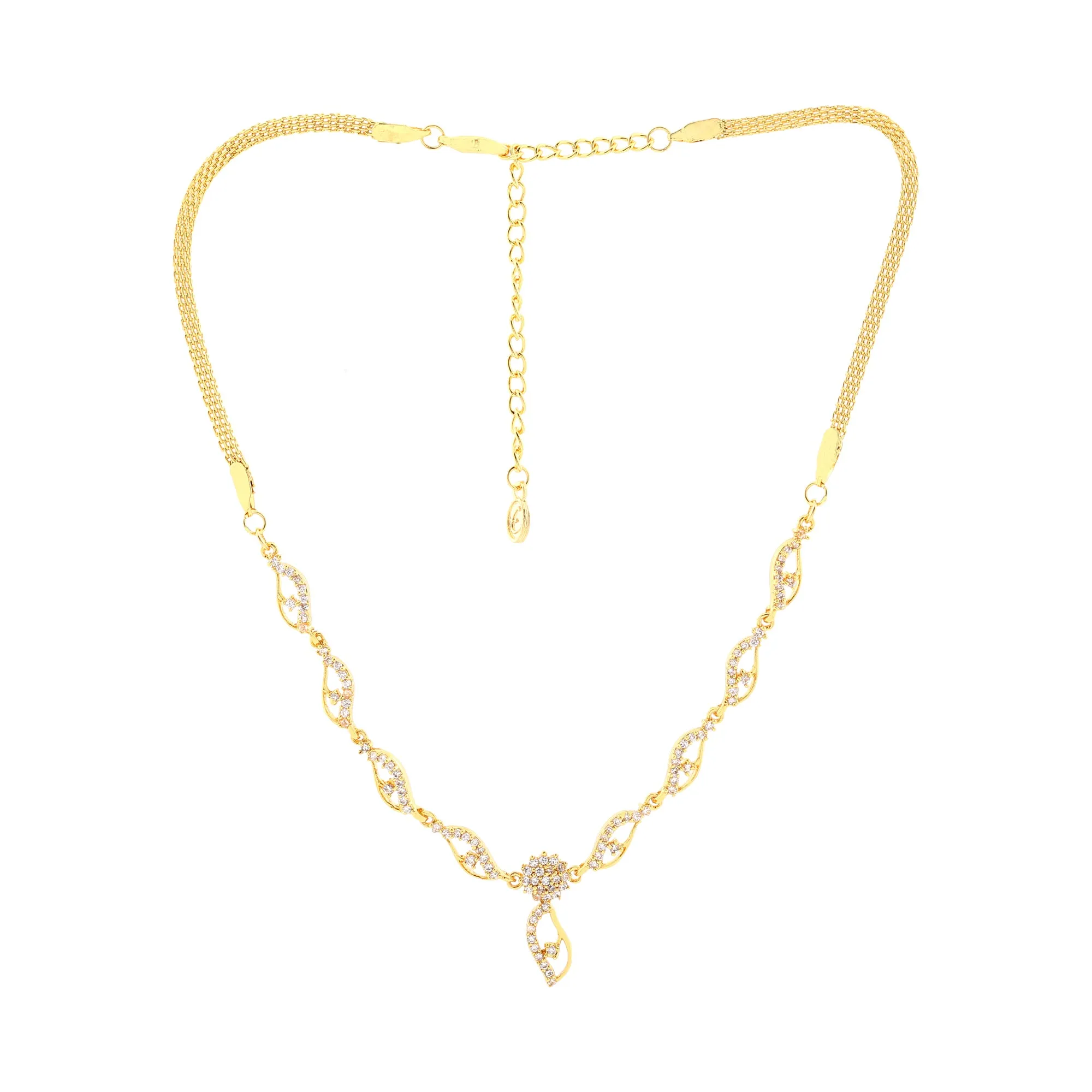 Estele Gold Plated CZ Elegant Necklace Set for Women