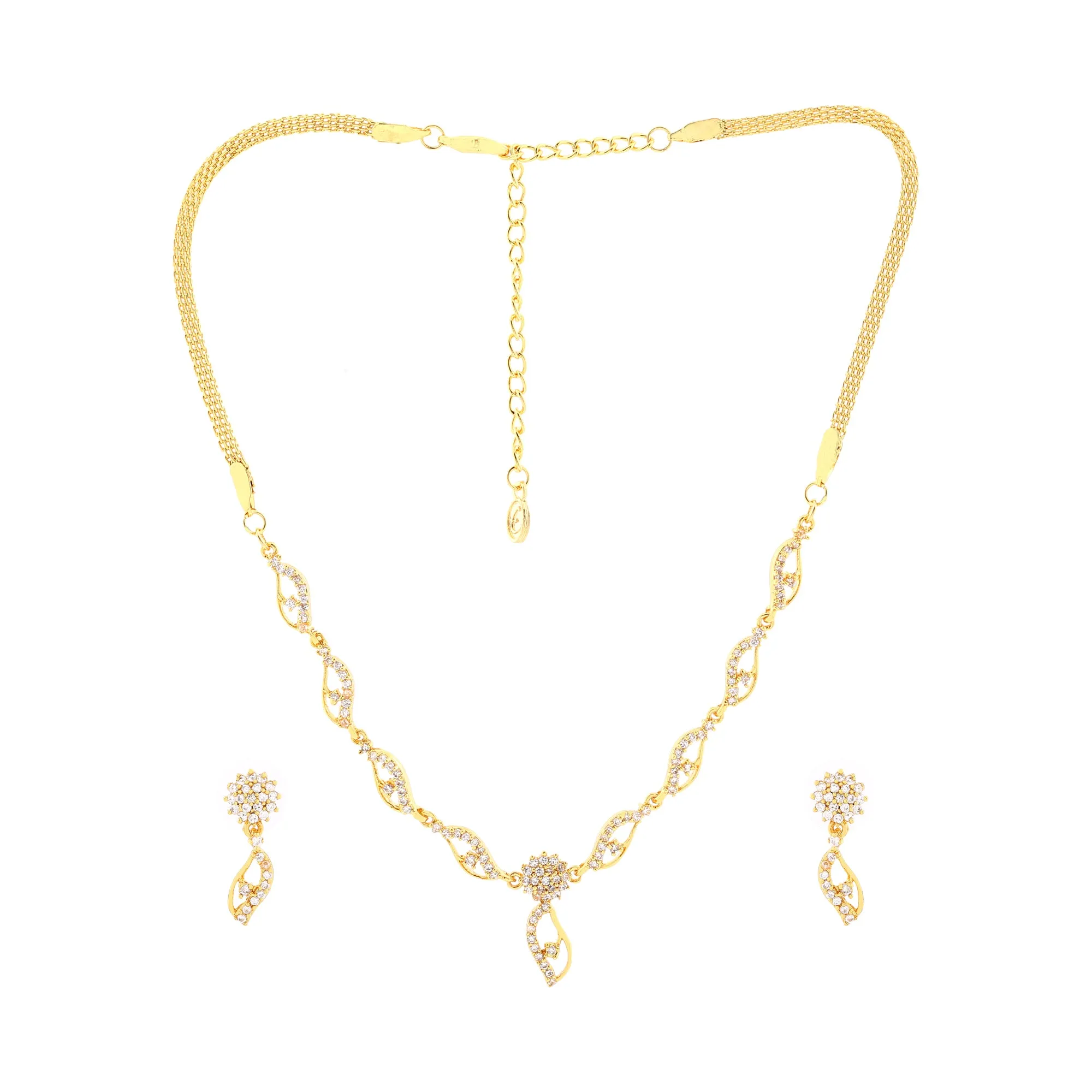 Estele Gold Plated CZ Elegant Necklace Set for Women