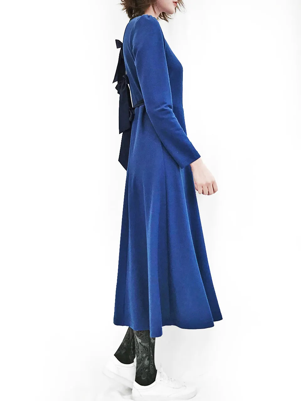 Final Sale! Royal Blue Tie-Back Cotton Blend Maxi Dress