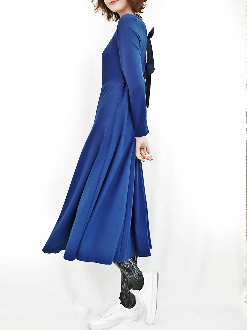 Final Sale! Royal Blue Tie-Back Cotton Blend Maxi Dress