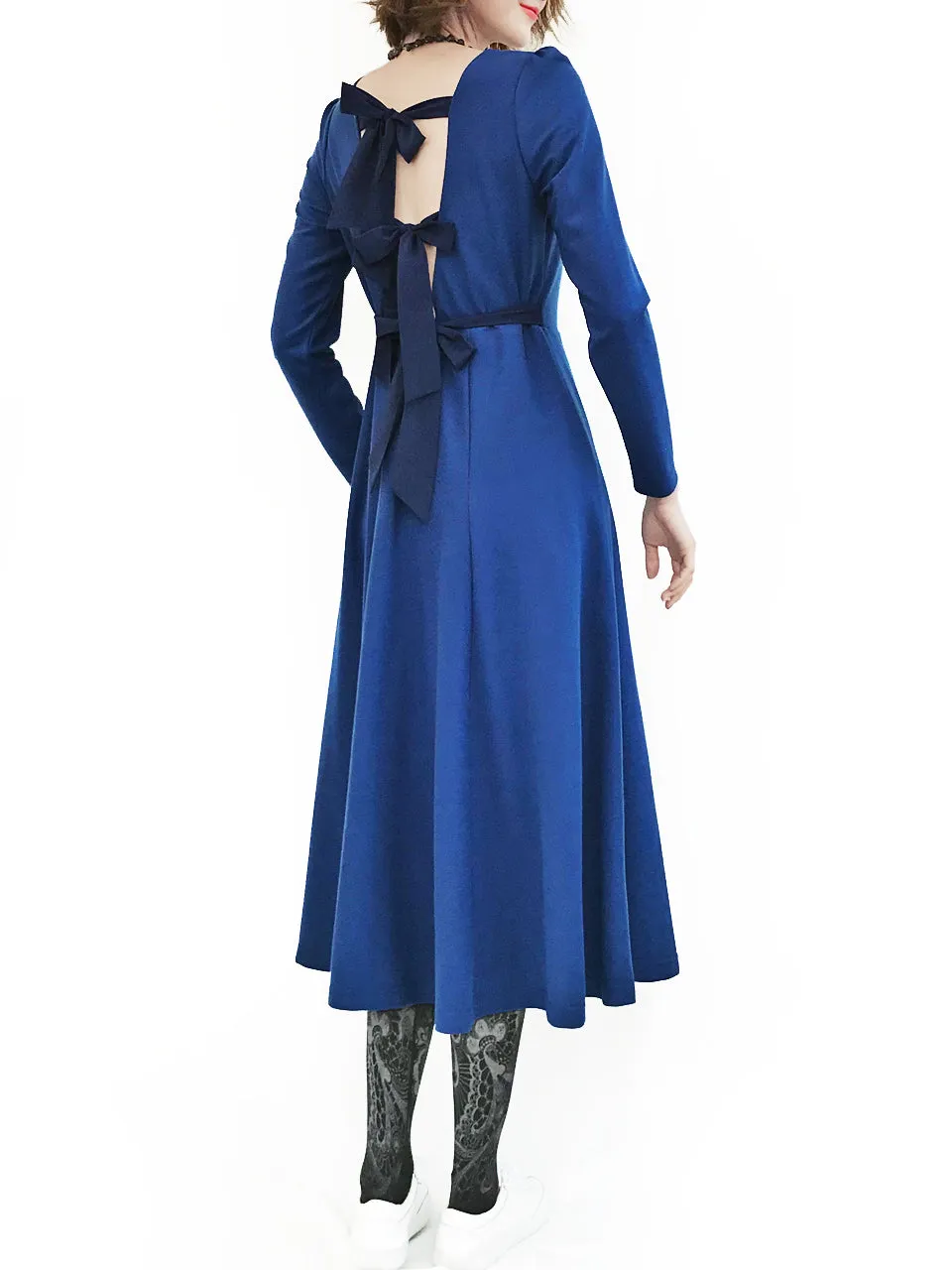 Final Sale! Royal Blue Tie-Back Cotton Blend Maxi Dress