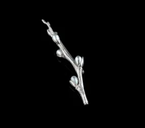 Fine Pussy Willow Silver Brooch