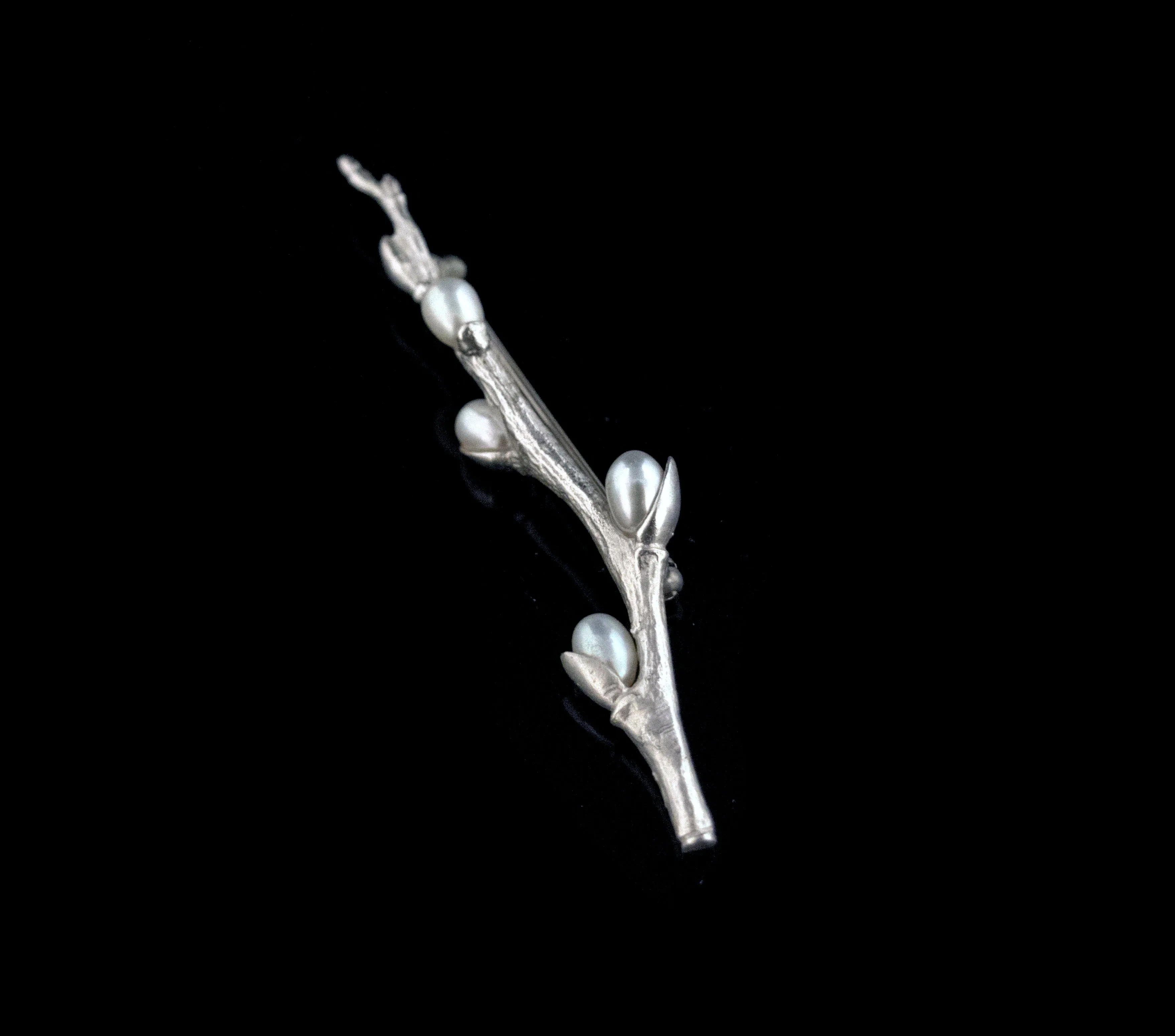 Fine Pussy Willow Silver Brooch