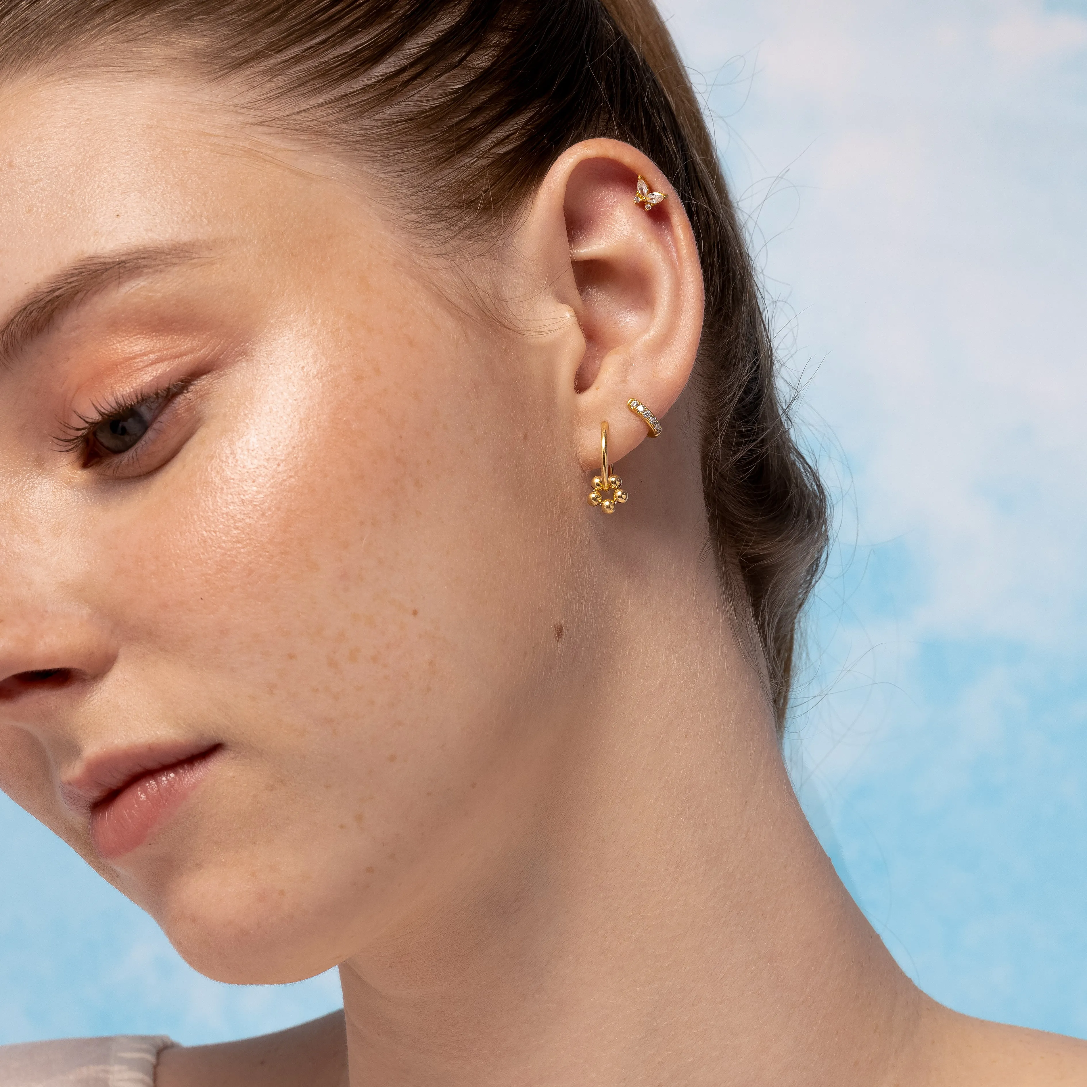 Floral Petal Beaded Hoop Earrings