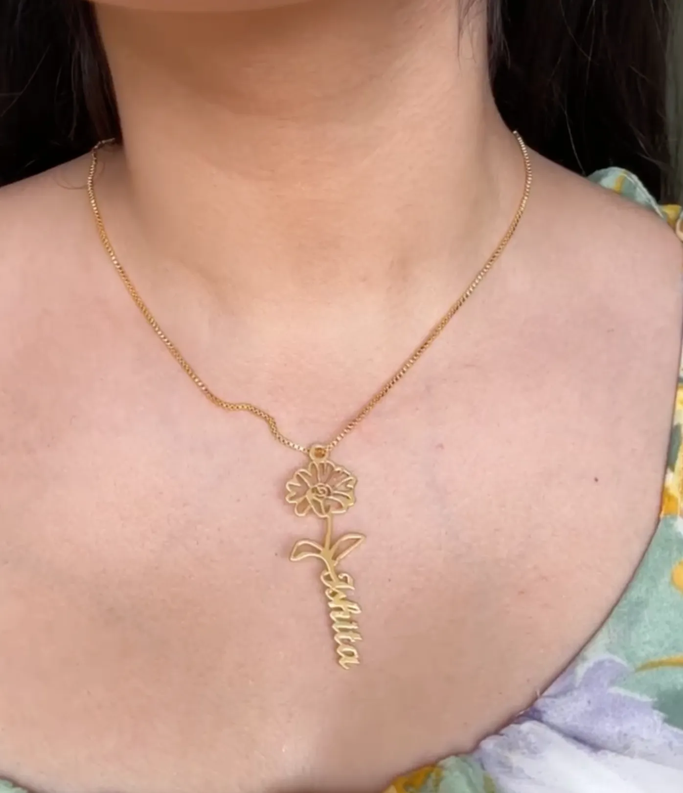 Floral Single Name Necklace