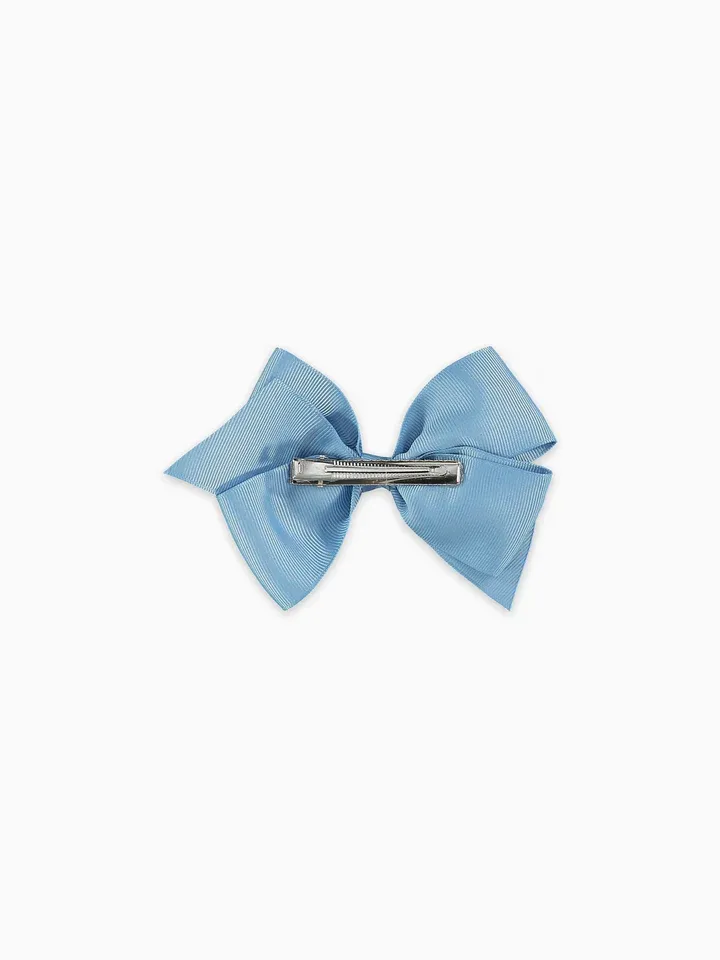 girls big bow clip dusty blue