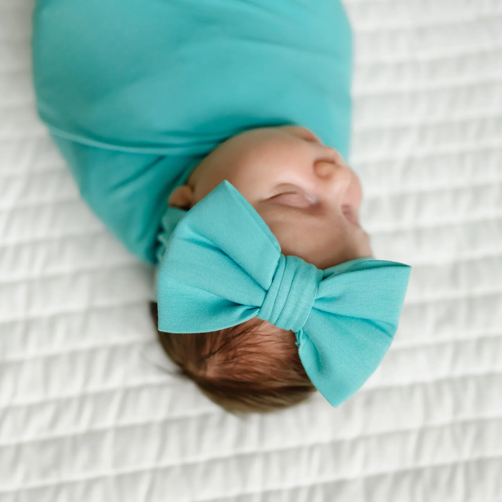 Glacier Turquoise Swaddle & Luxe Bow Headband Set