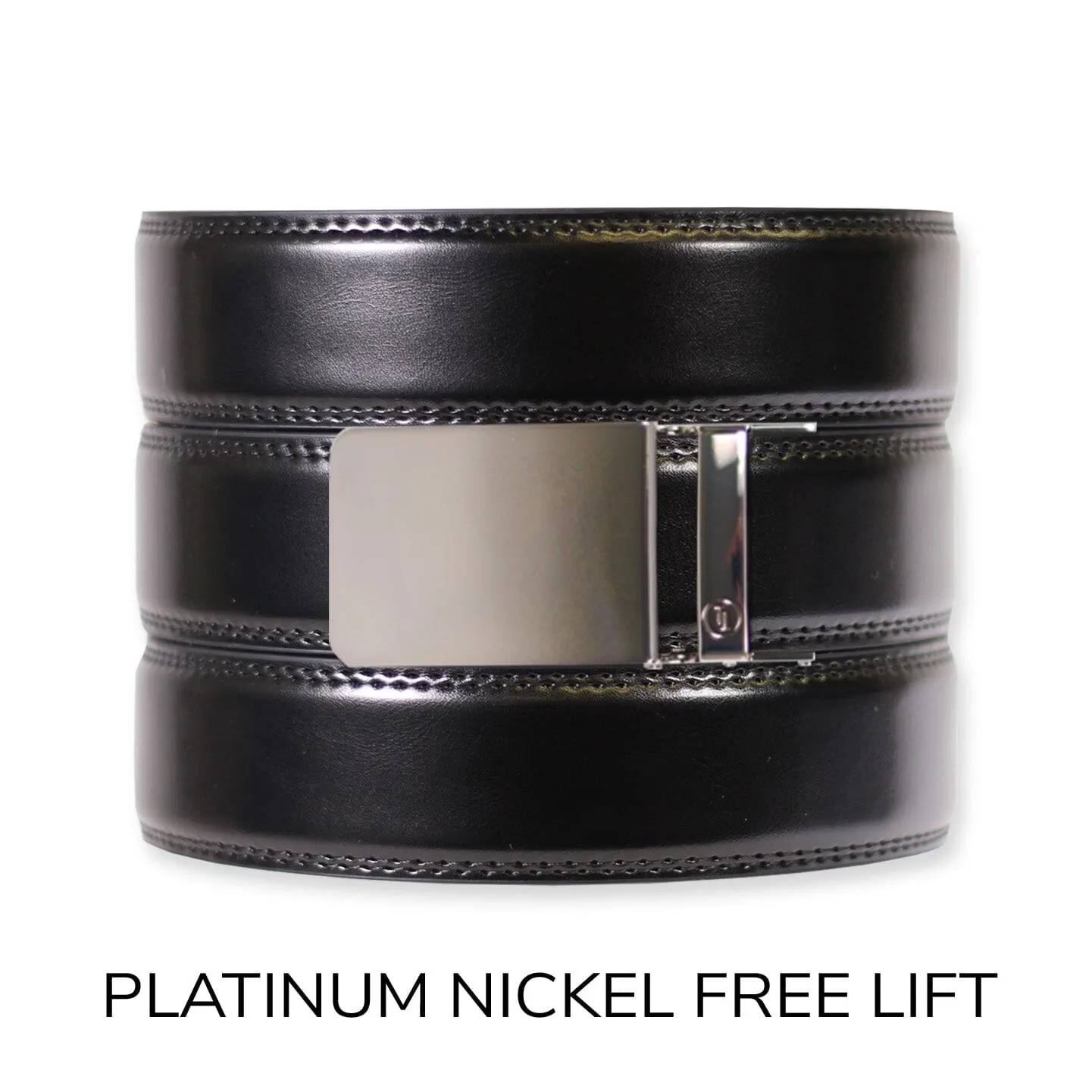Gloss Black Leather Ratchet Belt & Buckle Set
