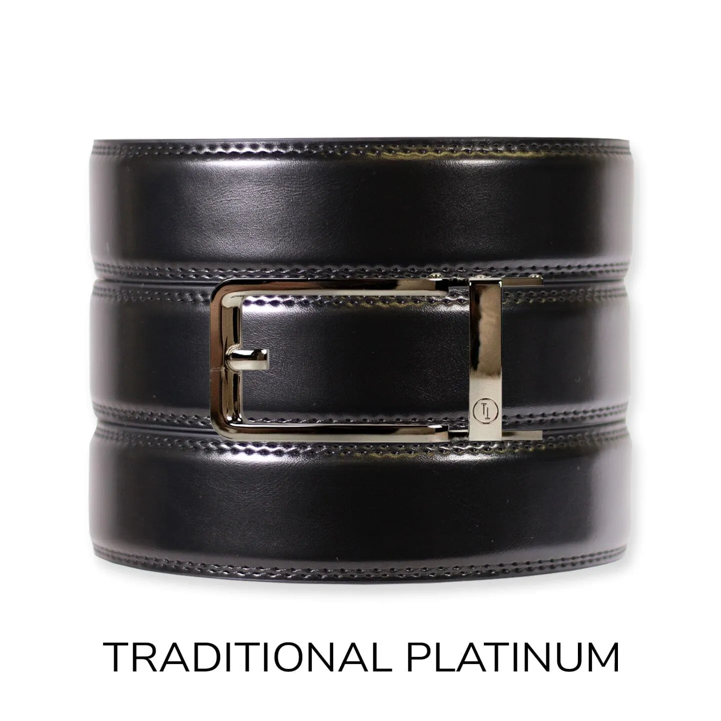 Gloss Black Leather Ratchet Belt & Buckle Set