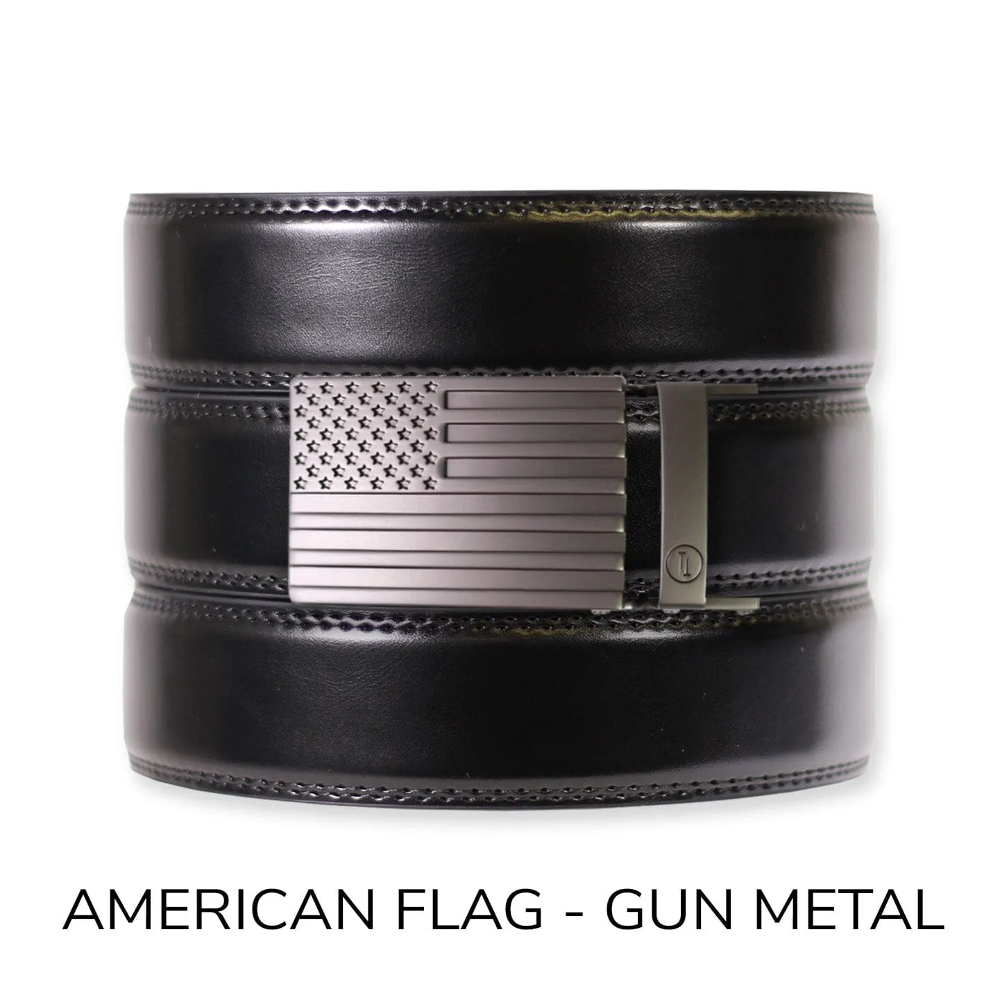 Gloss Black Leather Ratchet Belt & Buckle Set