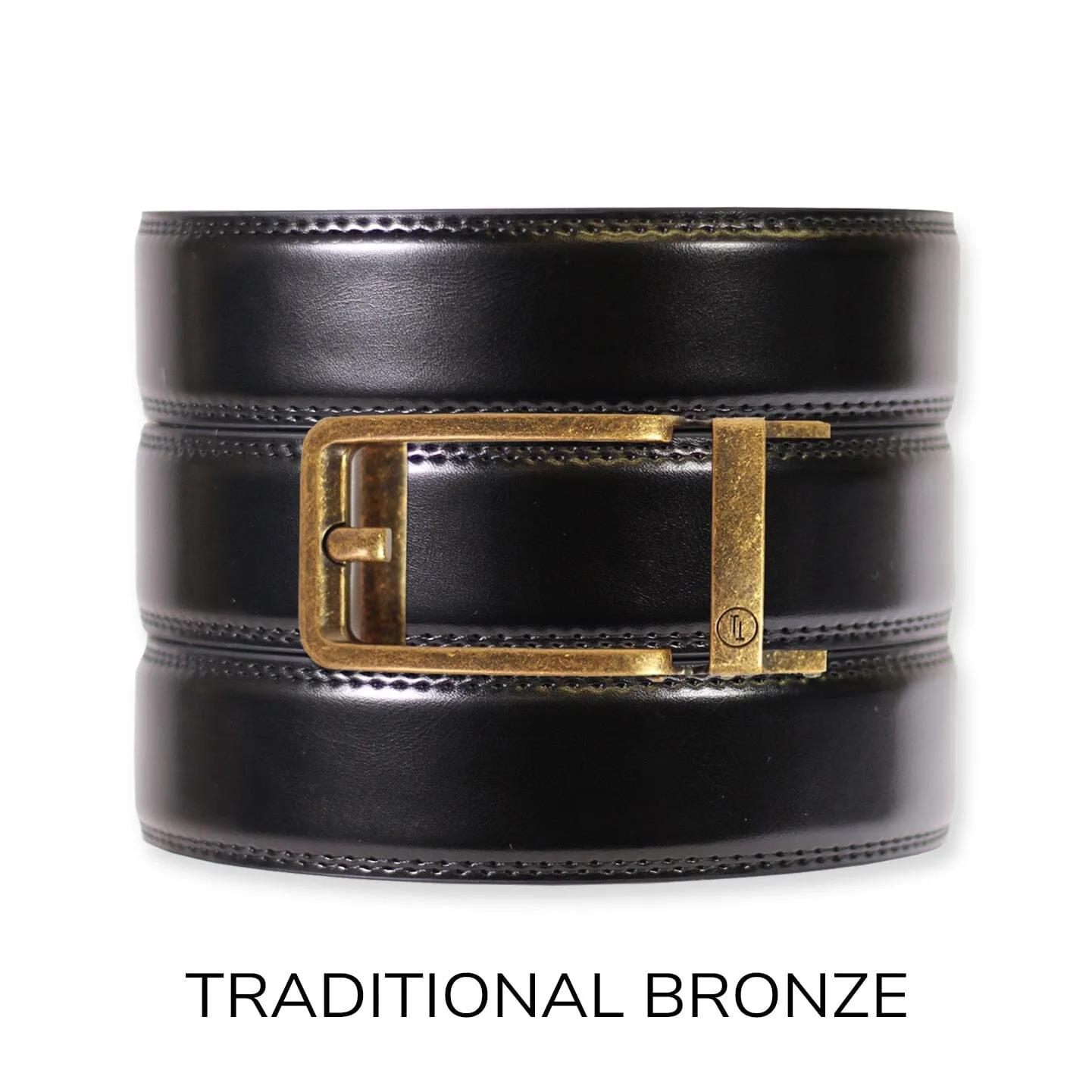 Gloss Black Leather Ratchet Belt & Buckle Set