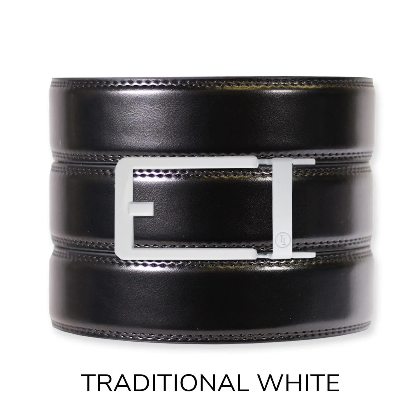 Gloss Black Leather Ratchet Belt & Buckle Set