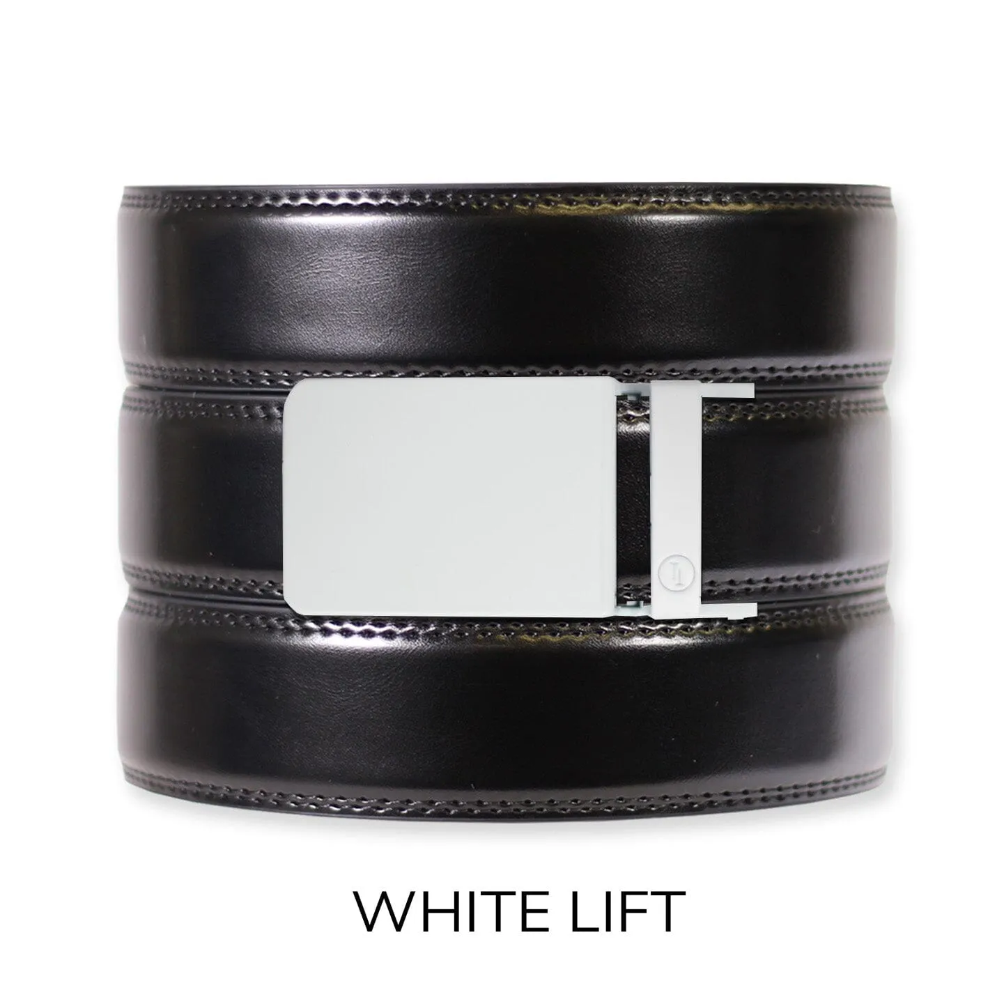 Gloss Black Leather Ratchet Belt & Buckle Set