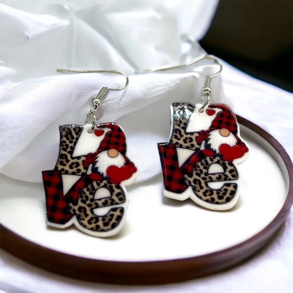 Gnome Earrings - Valentine’s Earrings, Love Earrings, Heart Accessories, Happy Valentine’s Day, Red Hearts, Valentine’s Jewelry, Boho Chic
