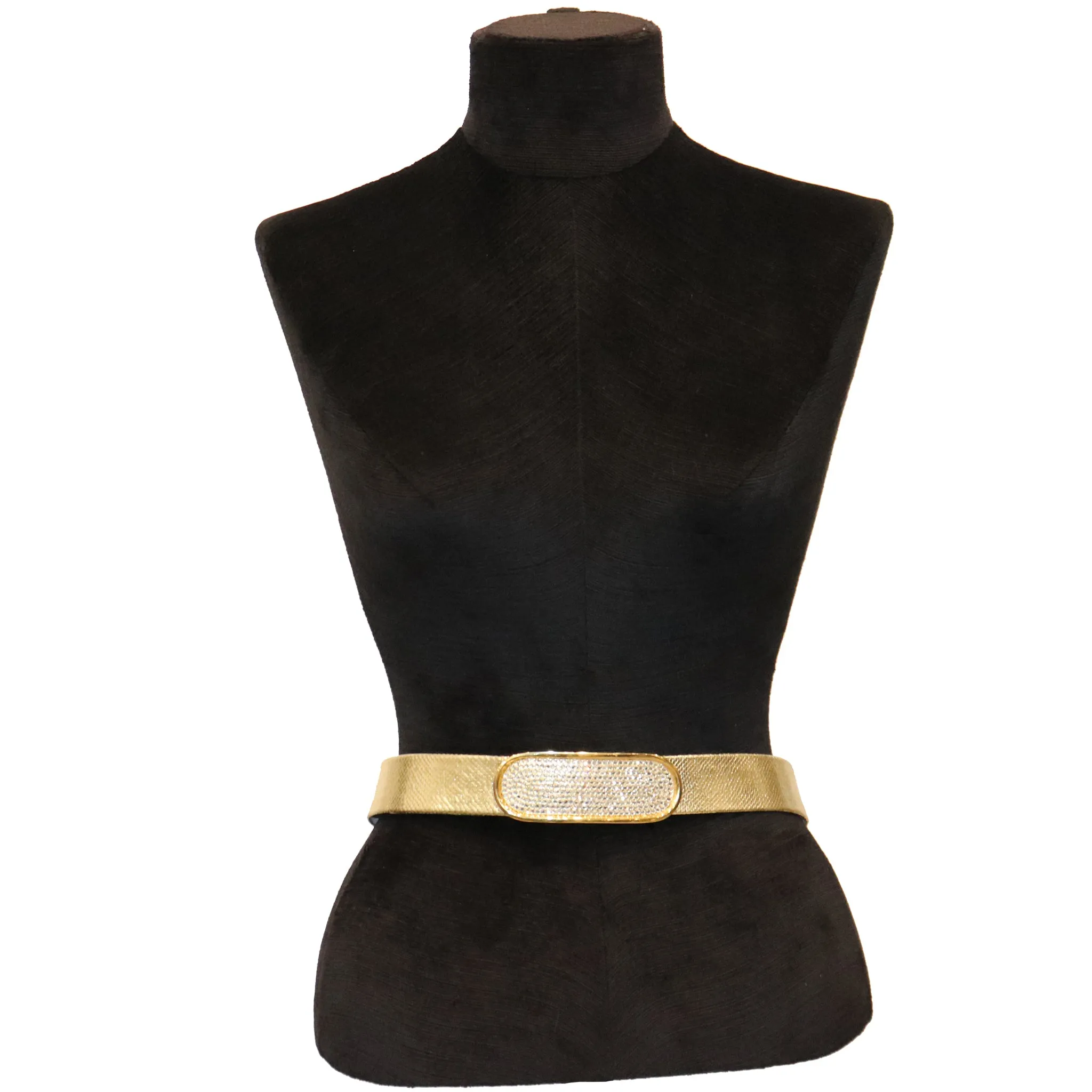 Gold Belt With Rhinestone Oval Clasp