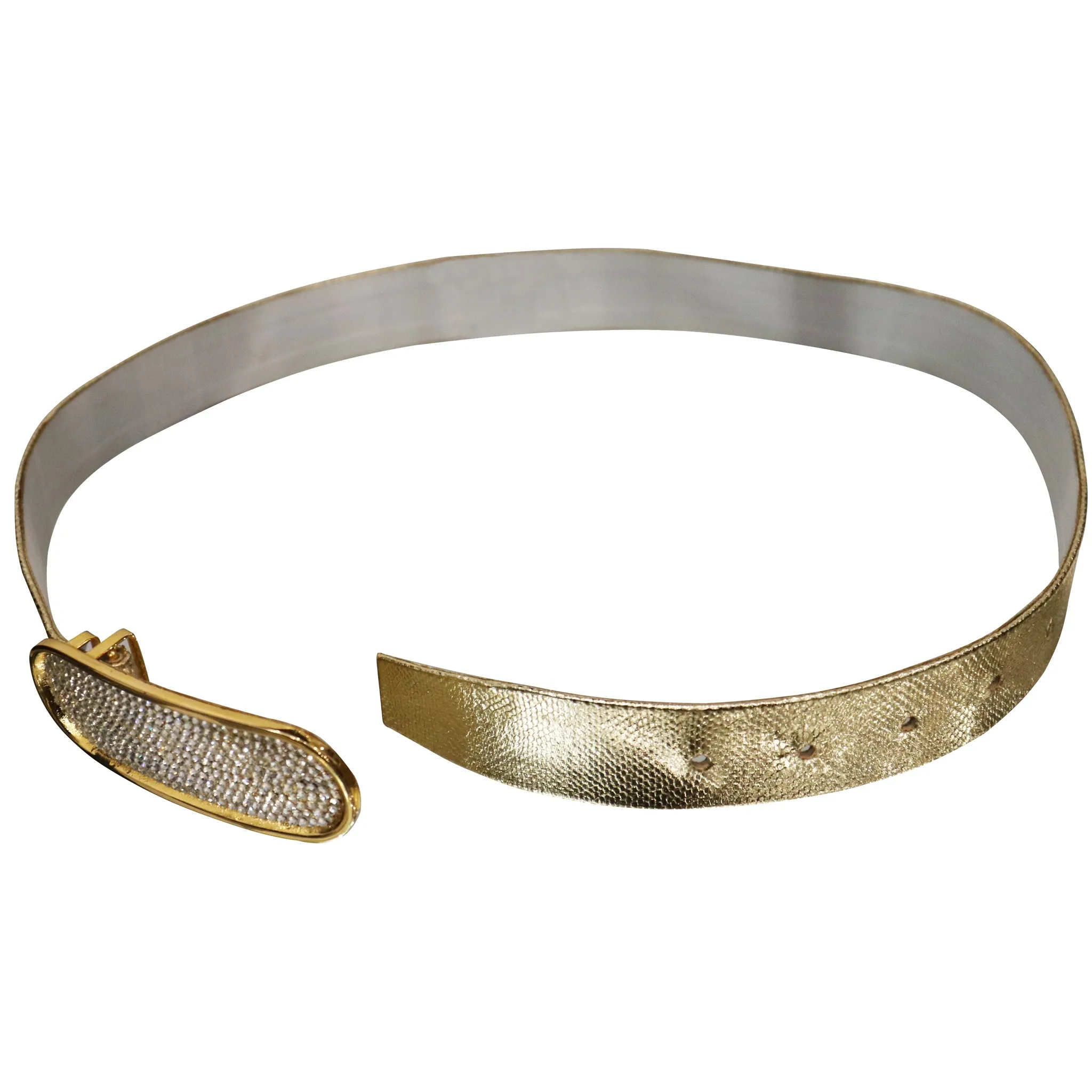 Gold Belt With Rhinestone Oval Clasp