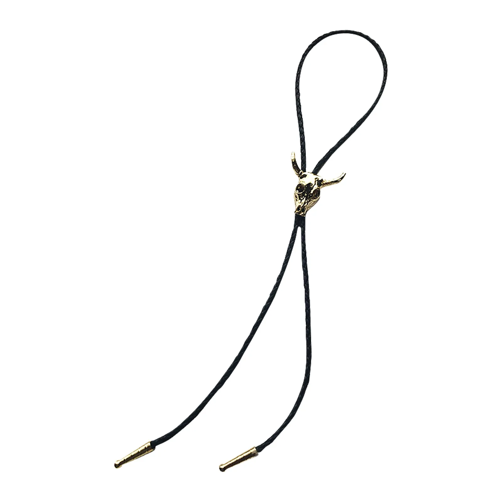Gold Steer Skull Western Bolo Tie