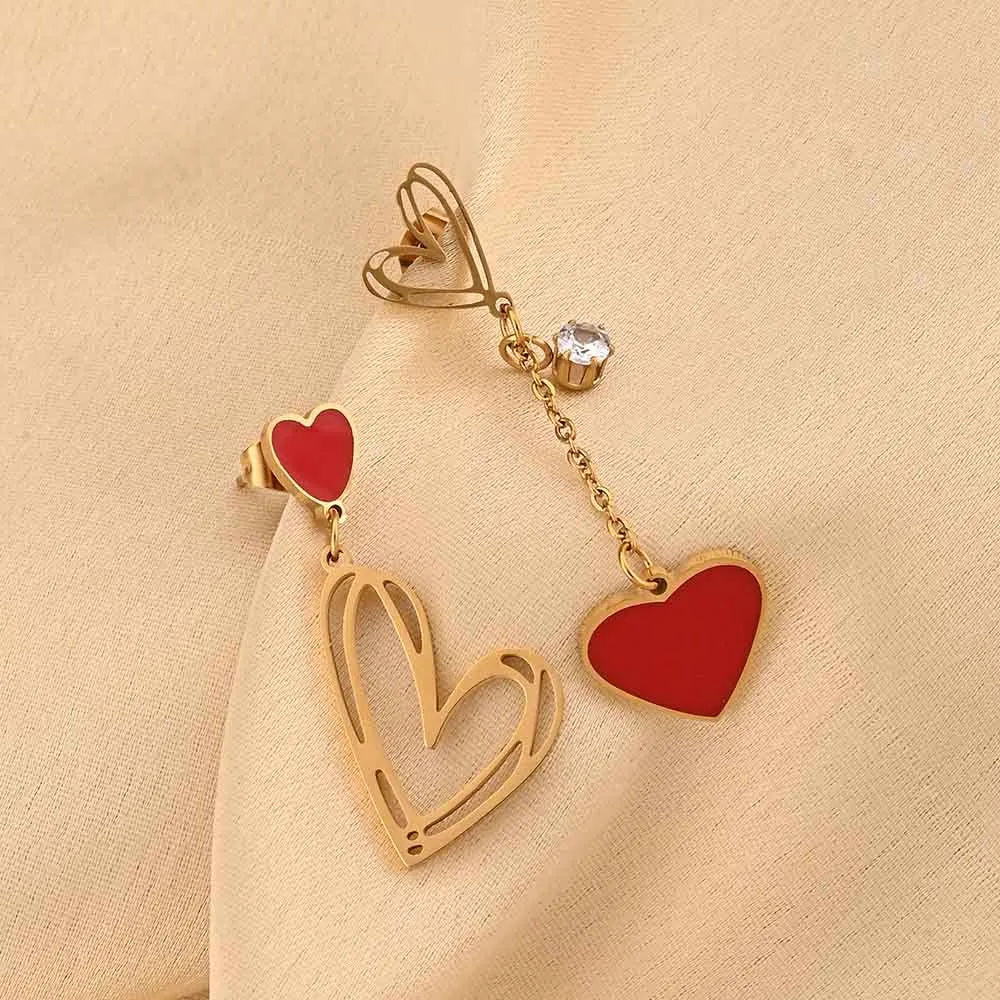 Golden Heart Mismatch Earrings