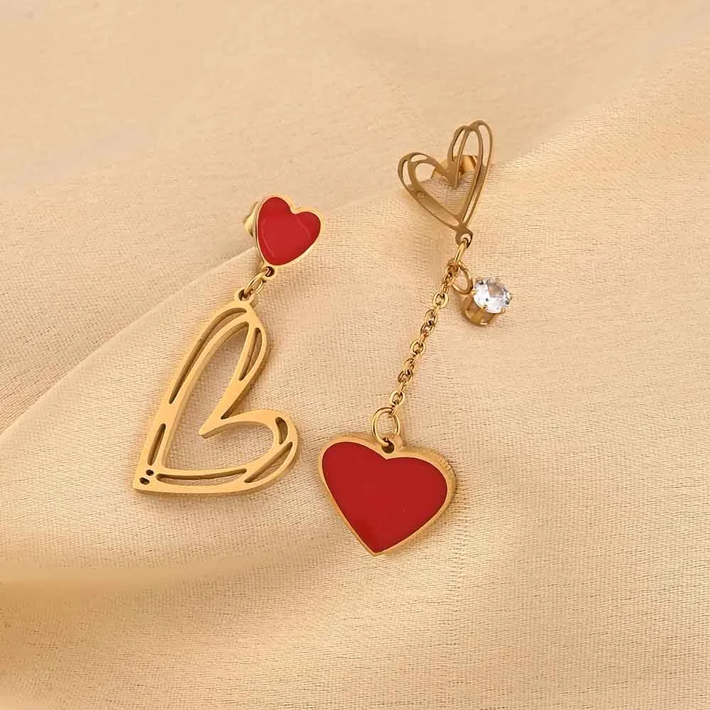 Golden Heart Mismatch Earrings