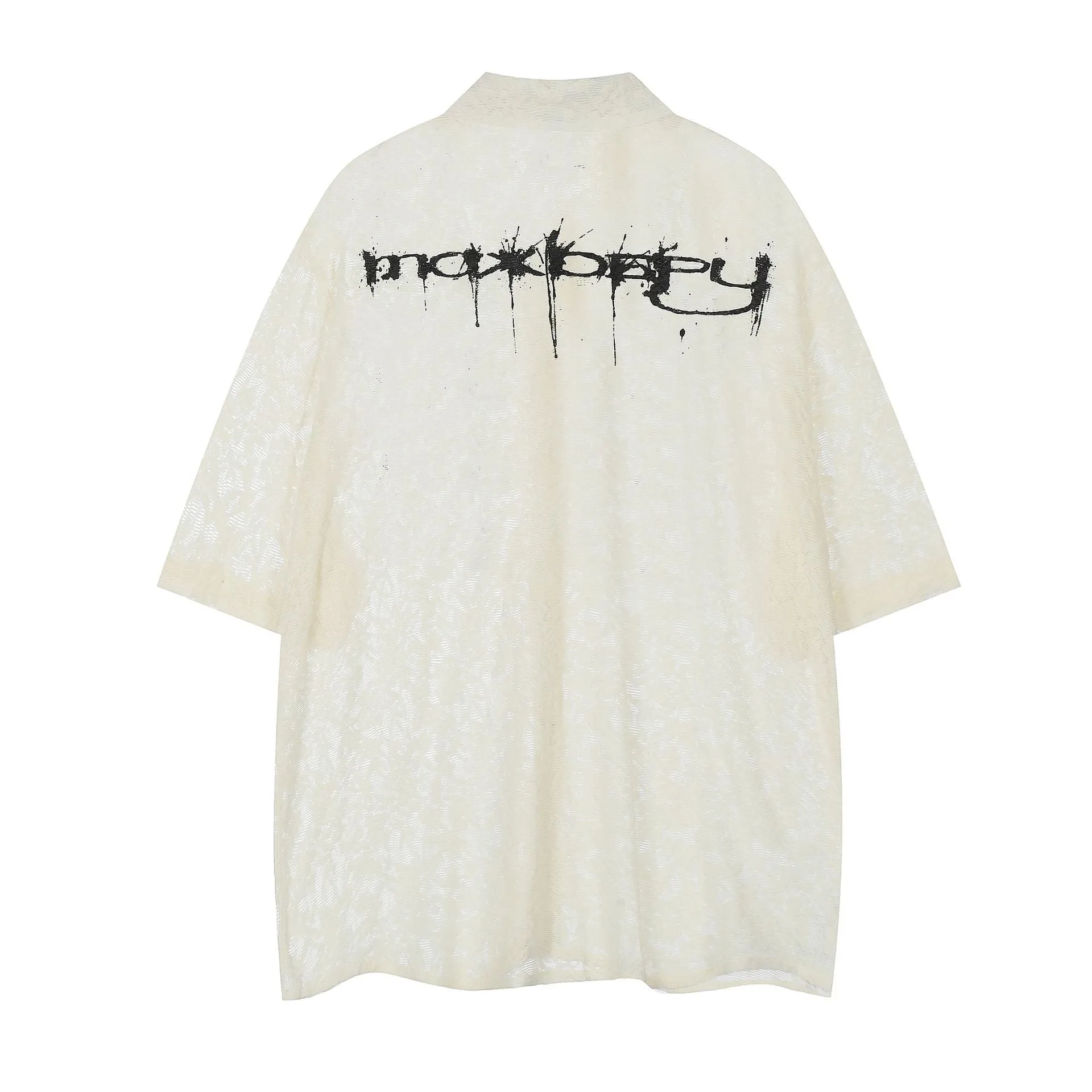 Beige Polo T-Shirt with Graffiti Rose Design