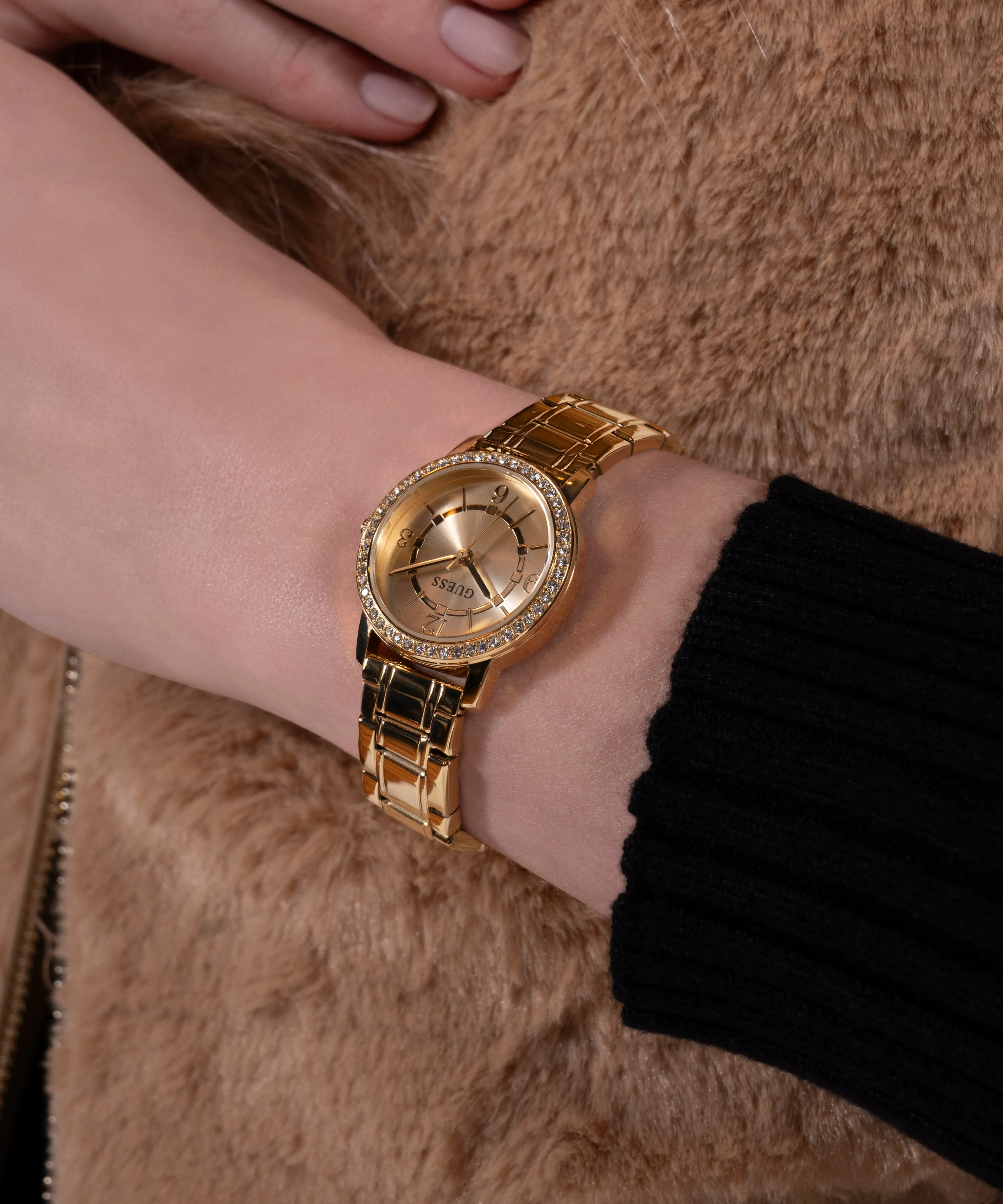 GUESS Ladies Gold Tone Analog Watch Box Set