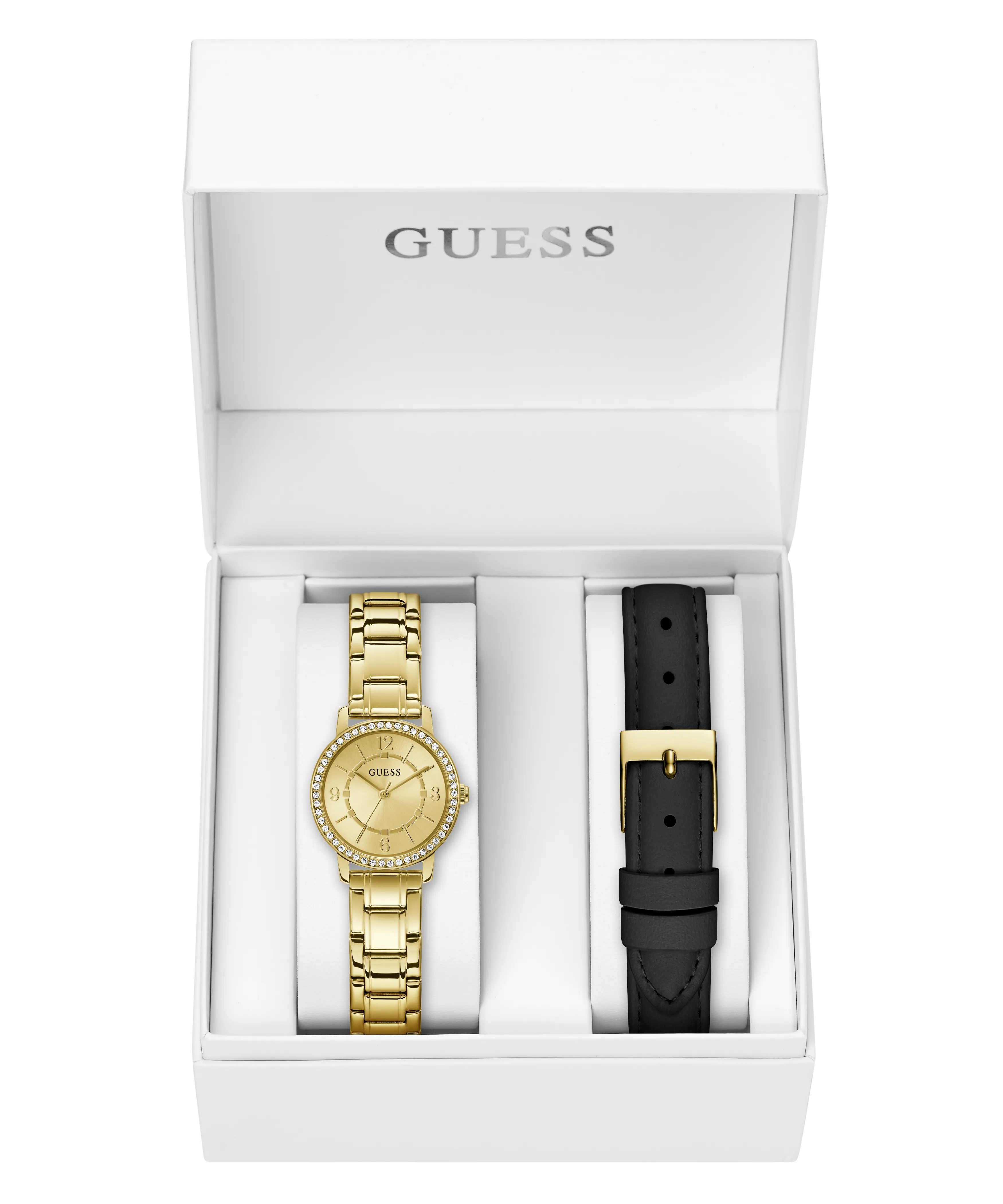 GUESS Ladies Gold Tone Analog Watch Box Set