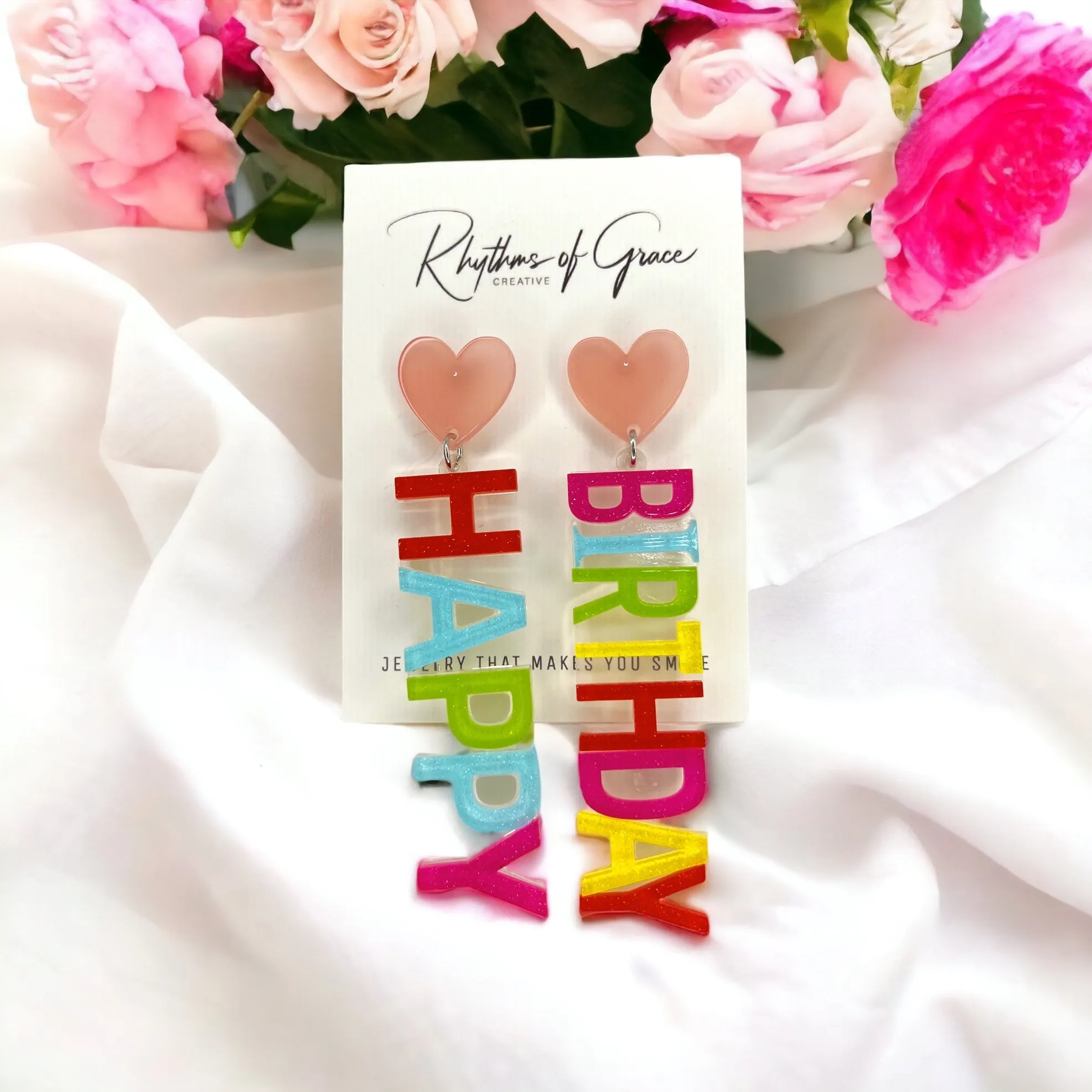 Happy Birthday Earrings - Birthday Accessories, Birthday Queen, Birthday Girl Earrings, Happy Birthday
