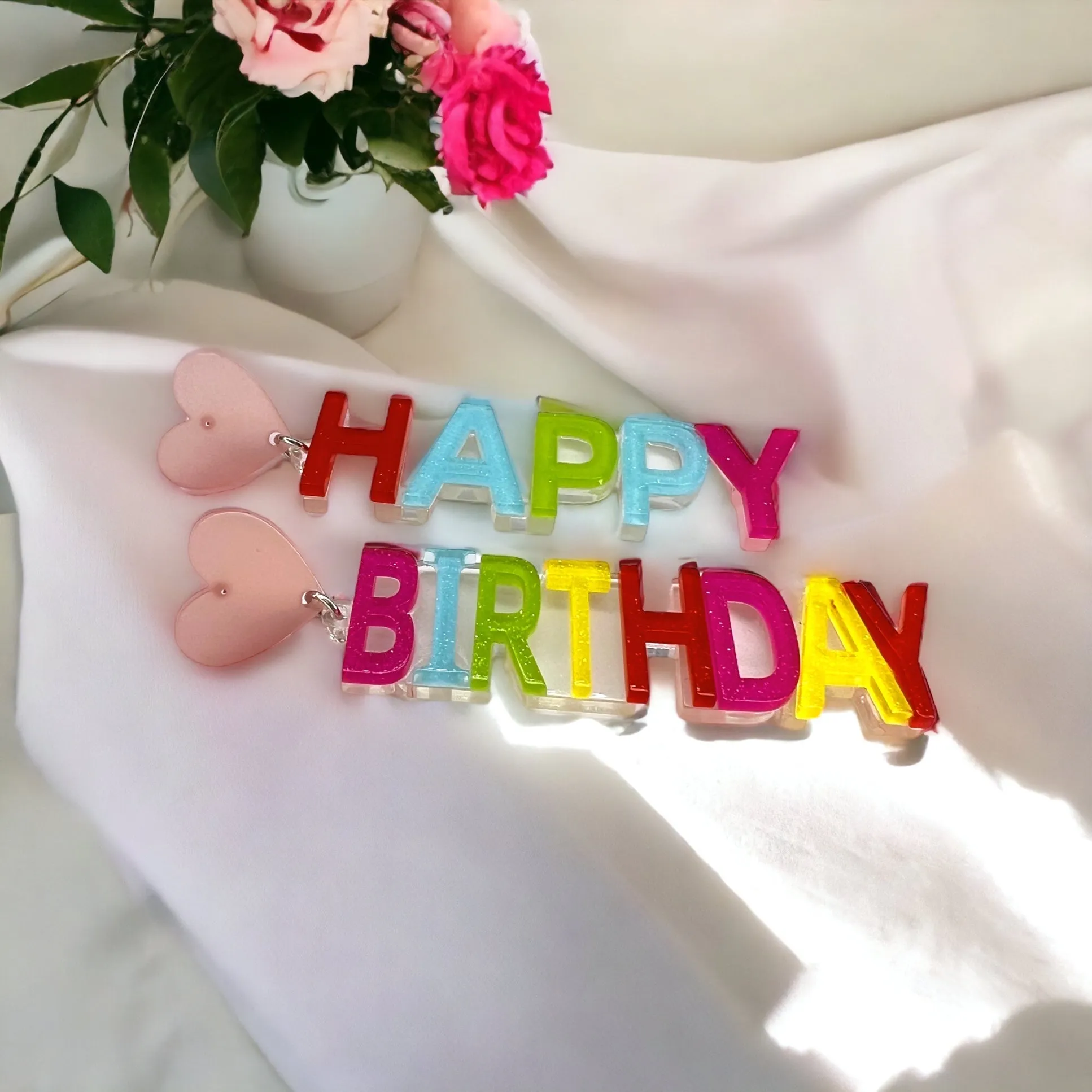 Happy Birthday Earrings - Birthday Accessories, Birthday Queen, Birthday Girl Earrings, Happy Birthday