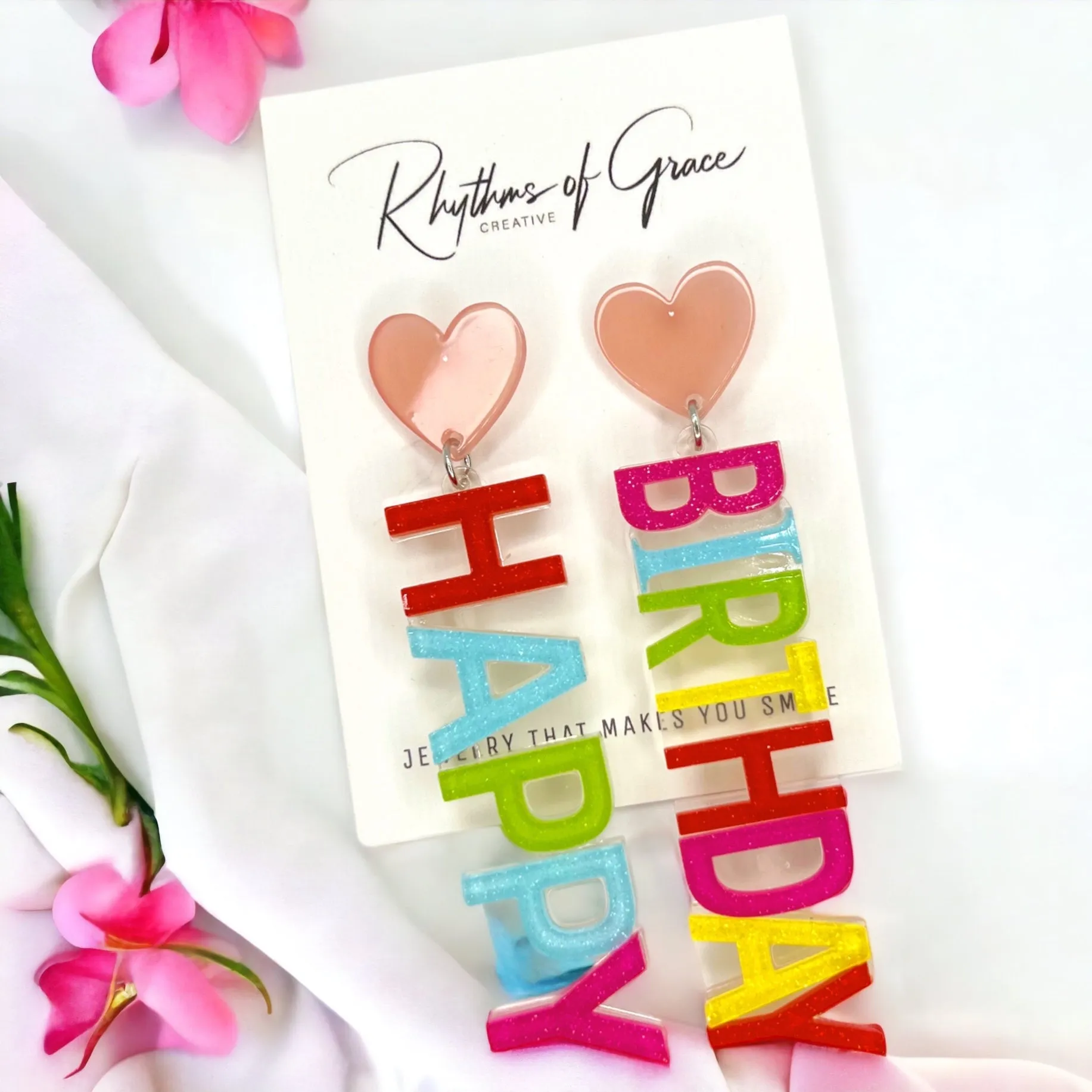 Happy Birthday Earrings - Birthday Accessories, Birthday Queen, Birthday Girl Earrings, Happy Birthday