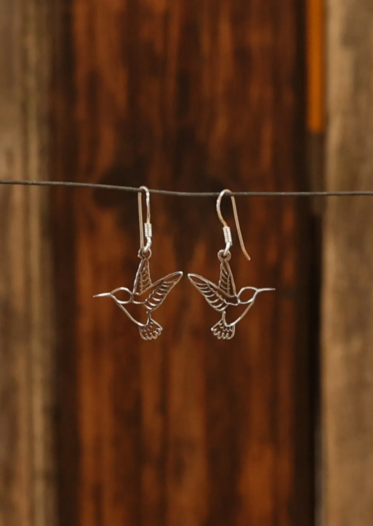 Happy Hummingbird Silver Earrings