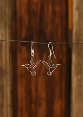 Happy Hummingbird Silver Earrings