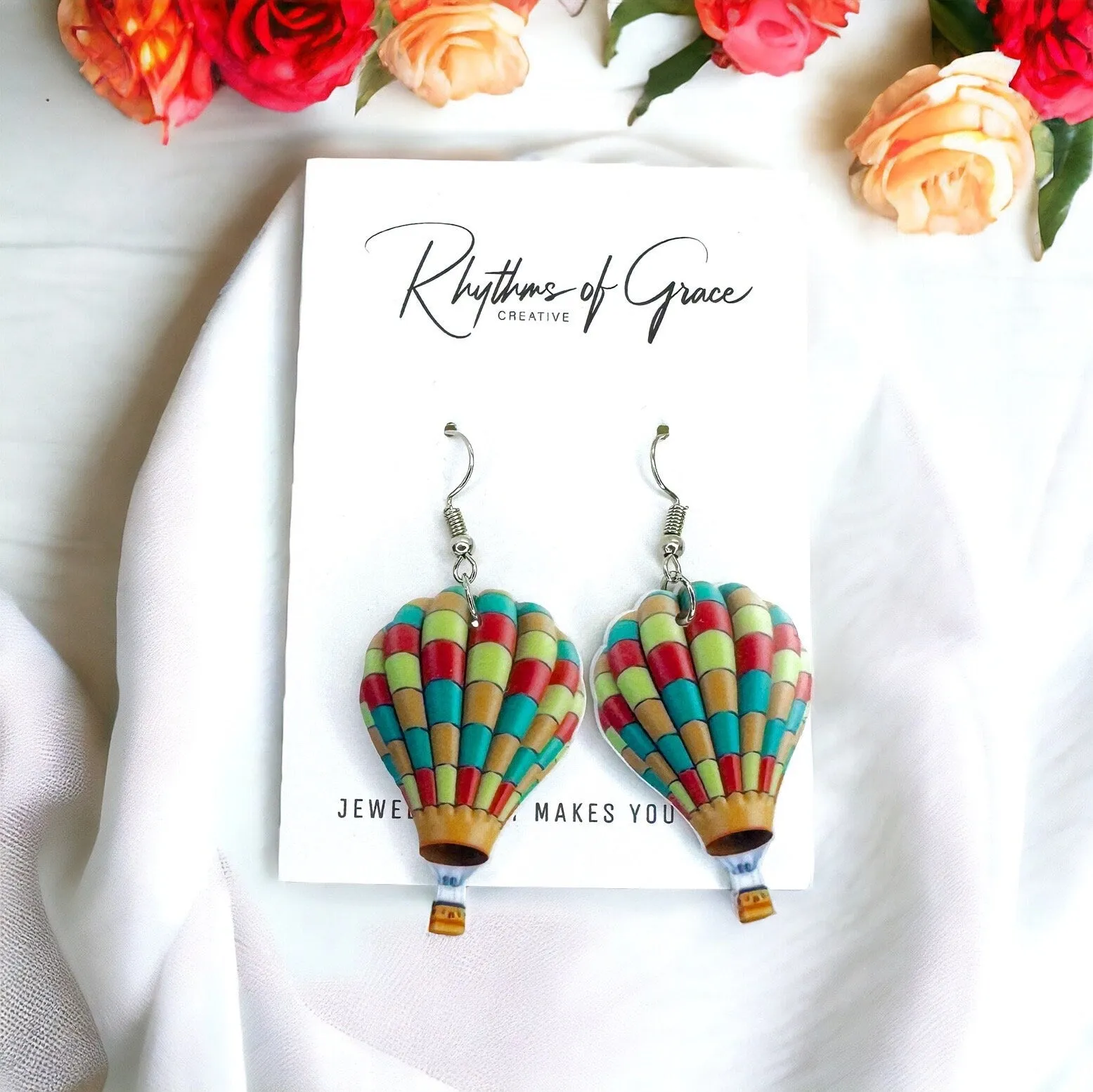 Hot Air Balloon Earrings, Balloon Jewelry, Dangle Earrings, Handmade Earrings, Hot Air Balloon, Balloon Accessories, Handmade Jewelry
