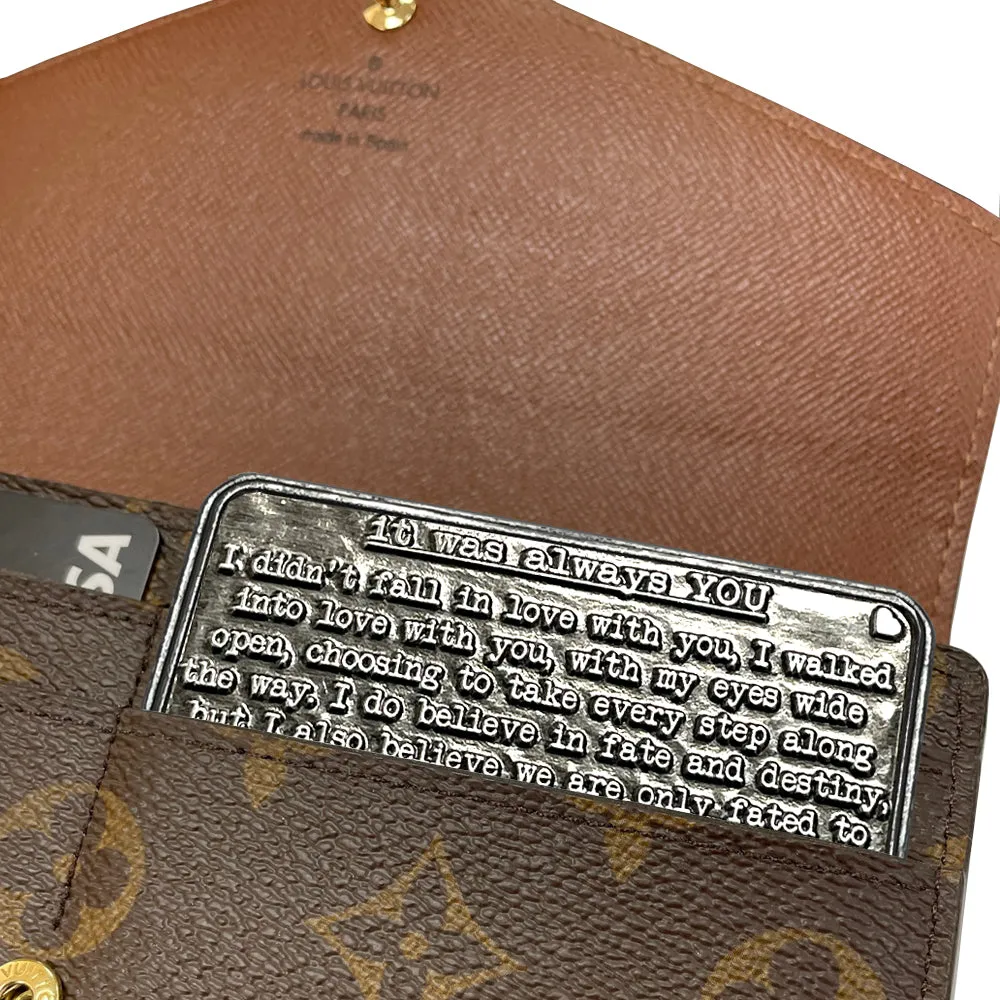 I Love You Sentimental Metal Wallet or Purse Keepsake Card Gift