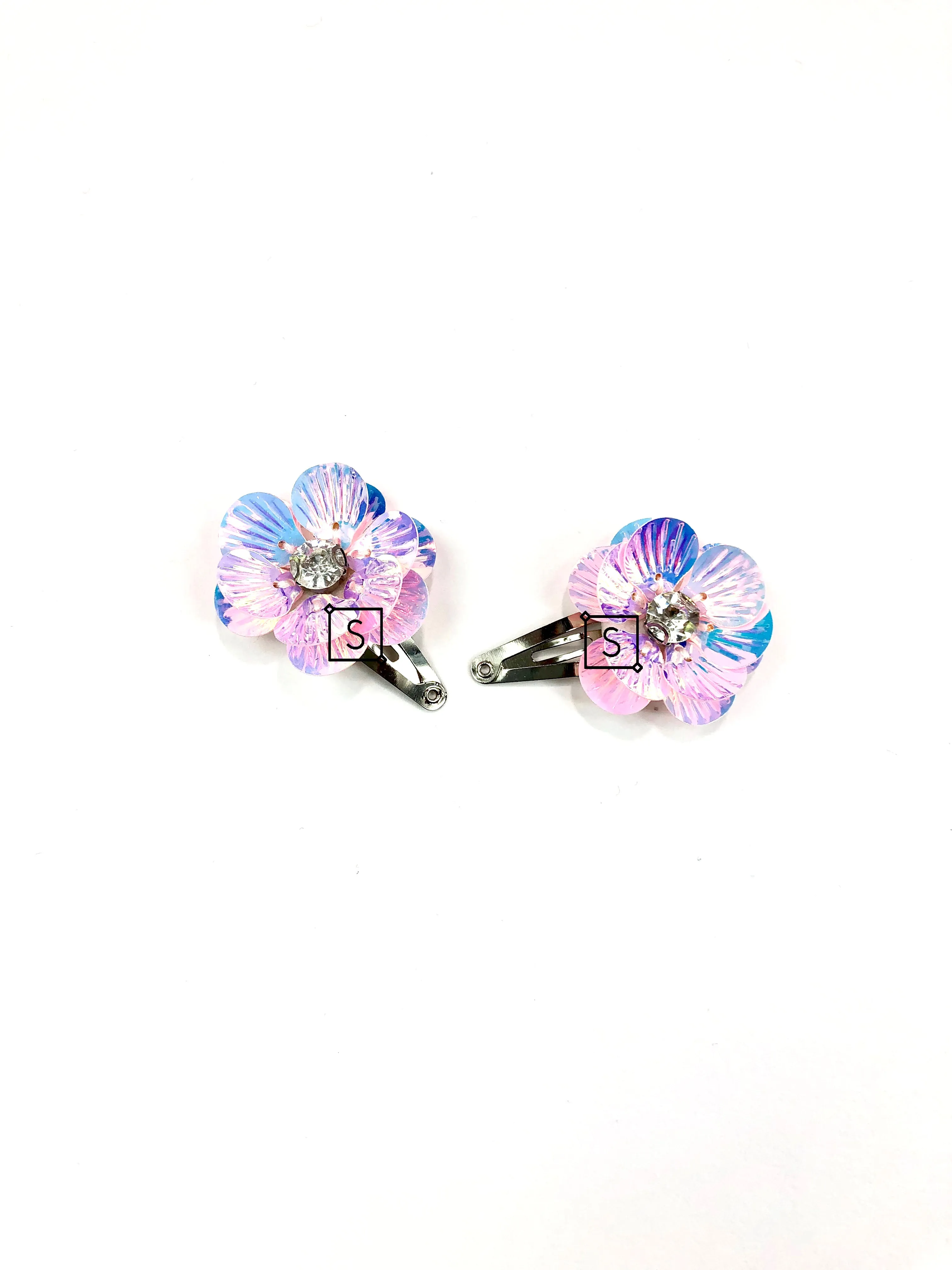 Iridescent Floral Hair Clips