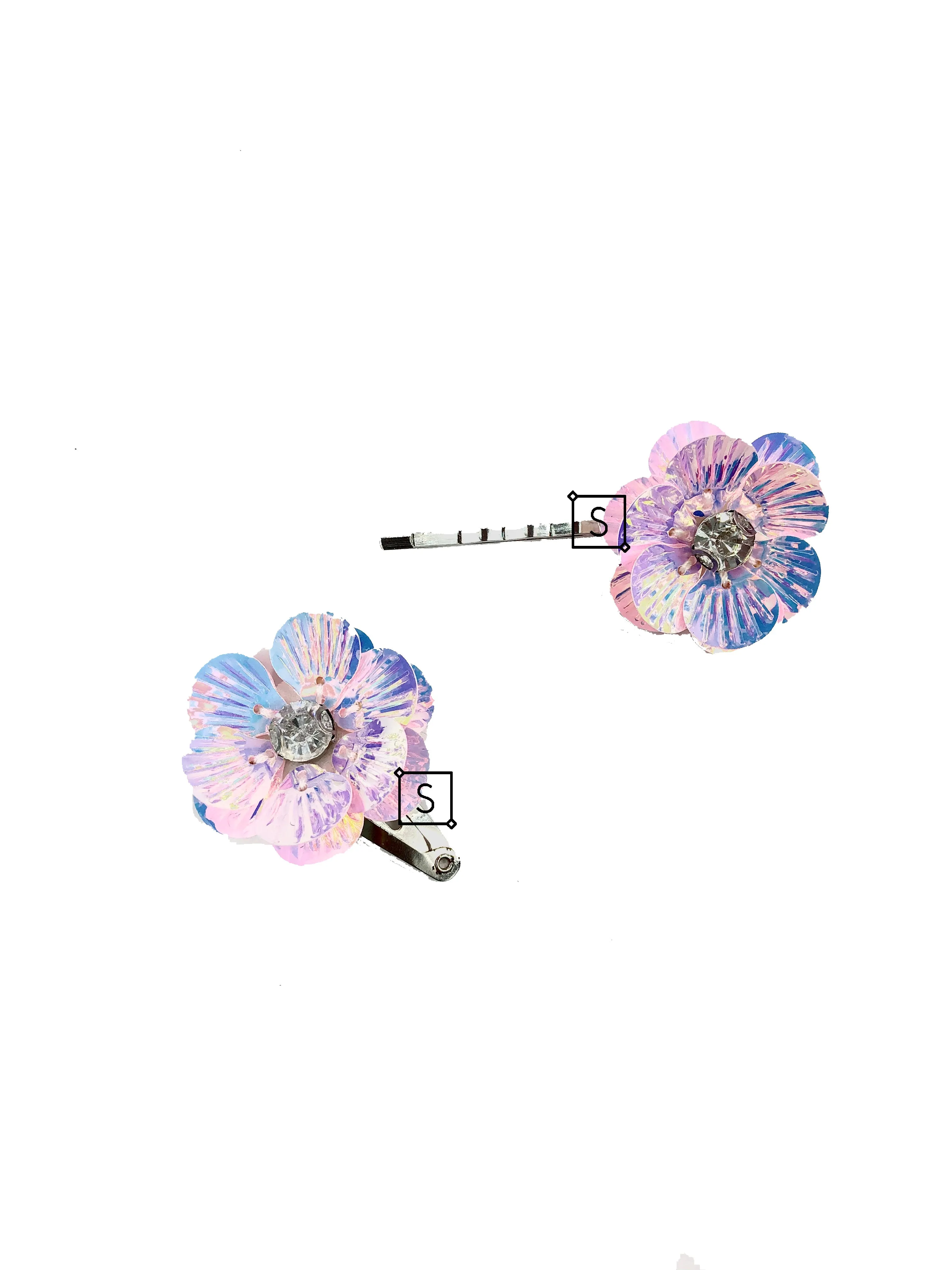 Iridescent Floral Hair Clips
