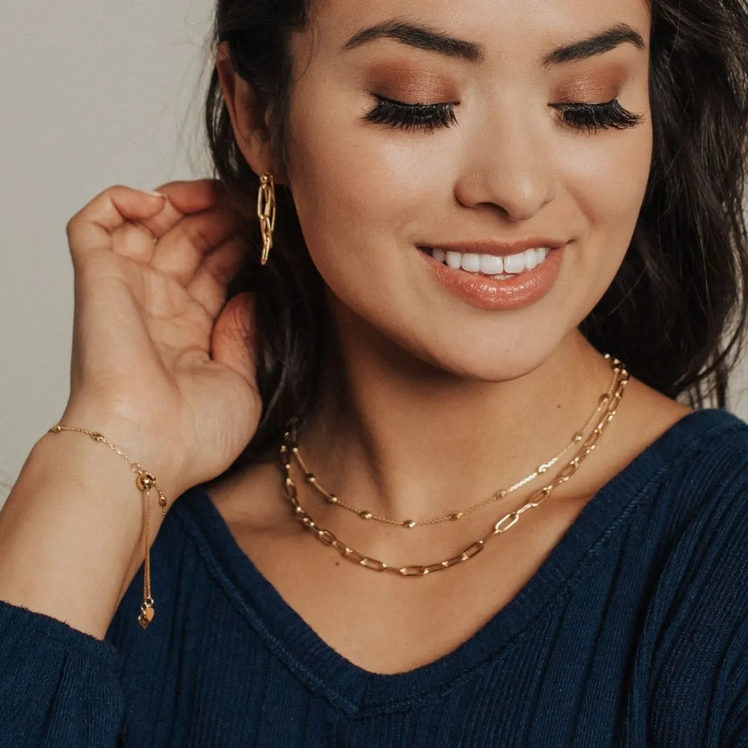 Italian Moon Cut Stazione Adjustable Necklace (Gold)