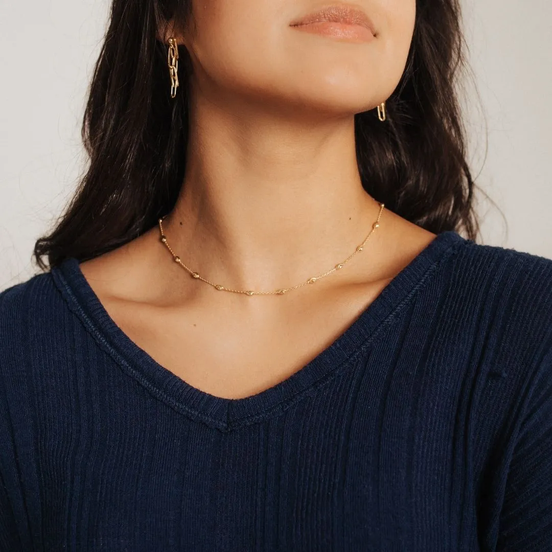 Italian Moon Cut Stazione Adjustable Necklace (Gold)