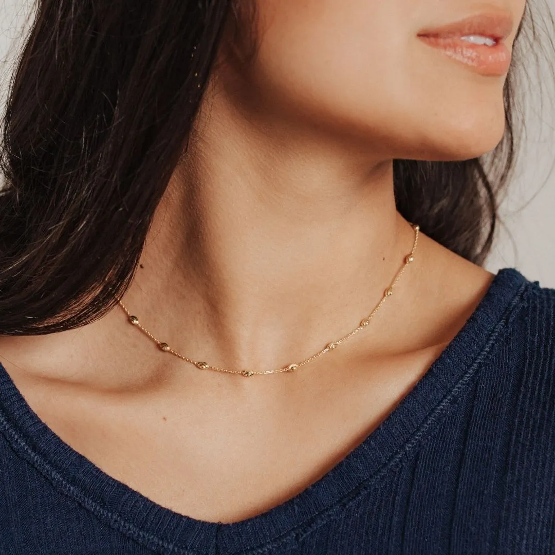 Italian Moon Cut Stazione Adjustable Necklace (Gold)