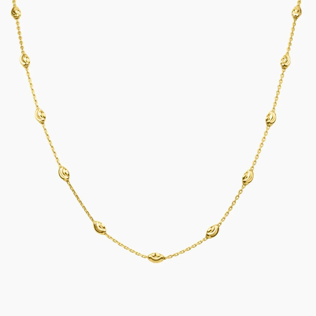 Italian Moon Cut Stazione Adjustable Necklace (Gold)