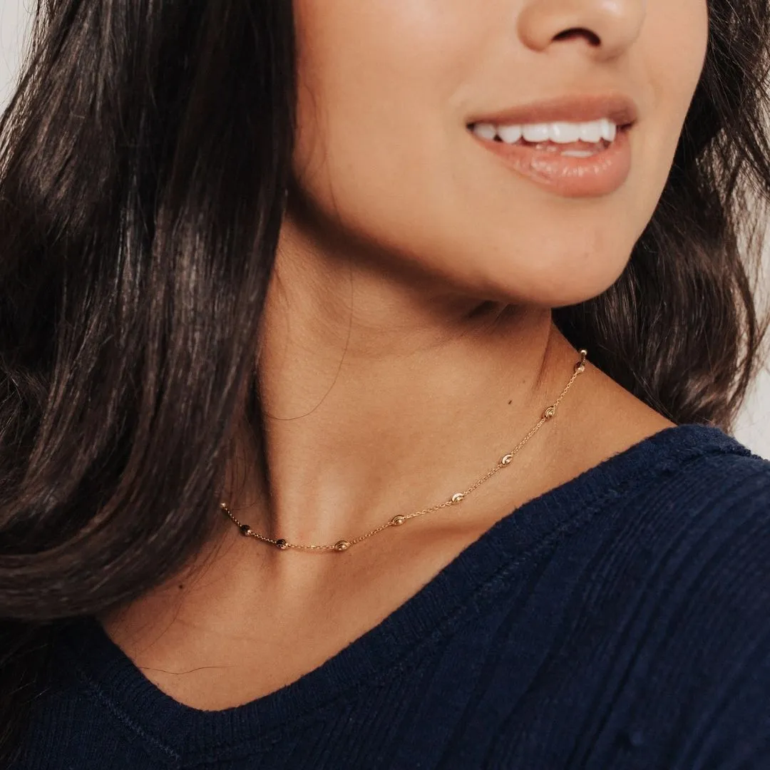 Italian Moon Cut Stazione Adjustable Necklace (Gold)