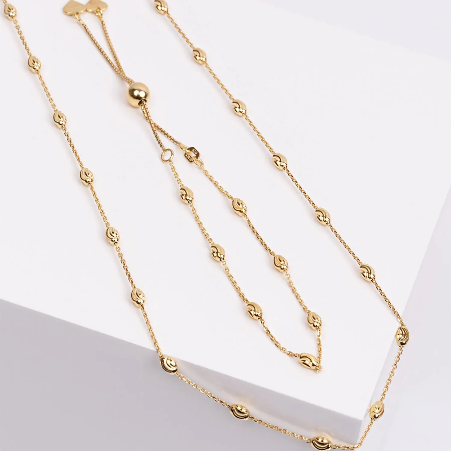 Italian Moon Cut Stazione Adjustable Necklace (Gold)