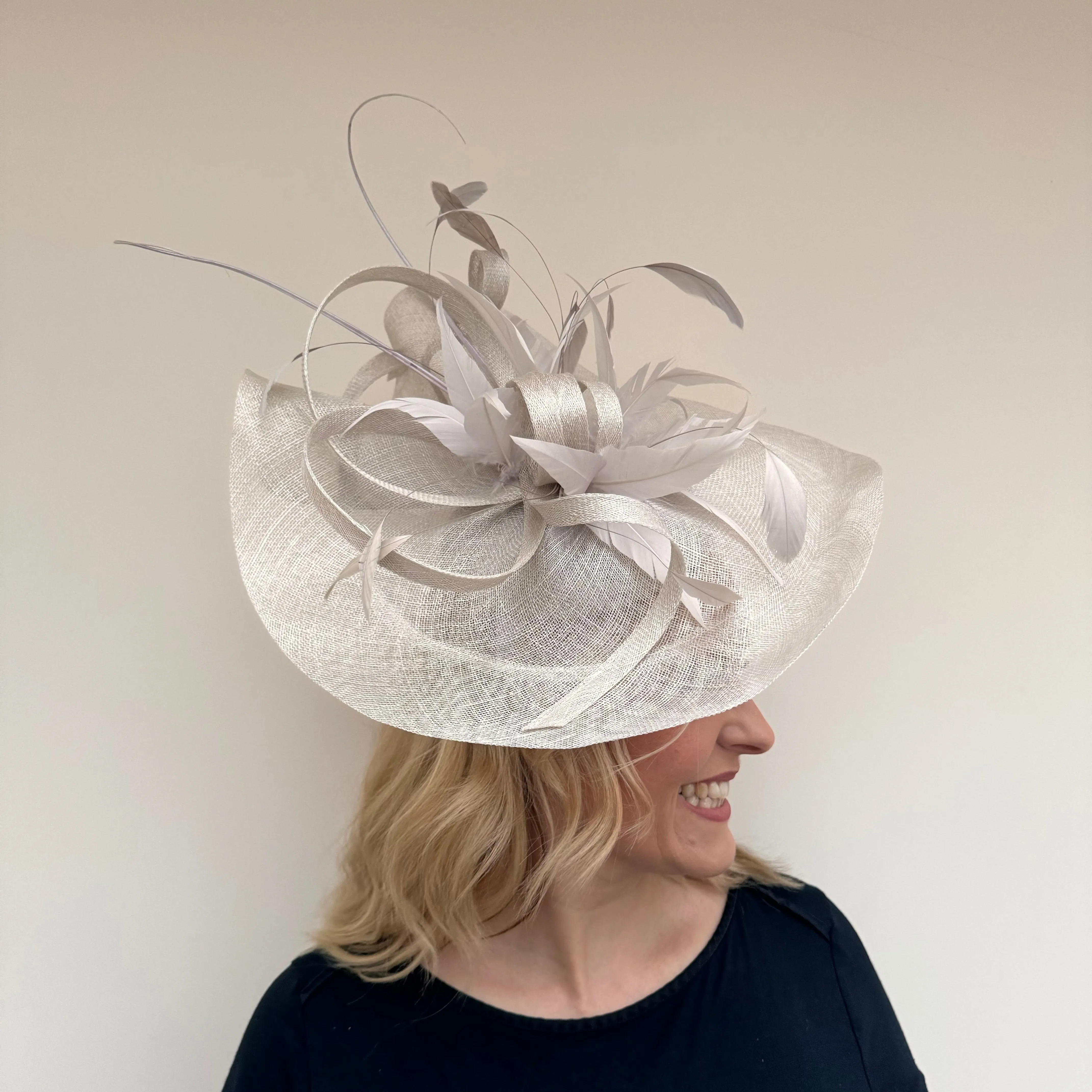 J Bees JB/V125 Large Fascinator in Silver