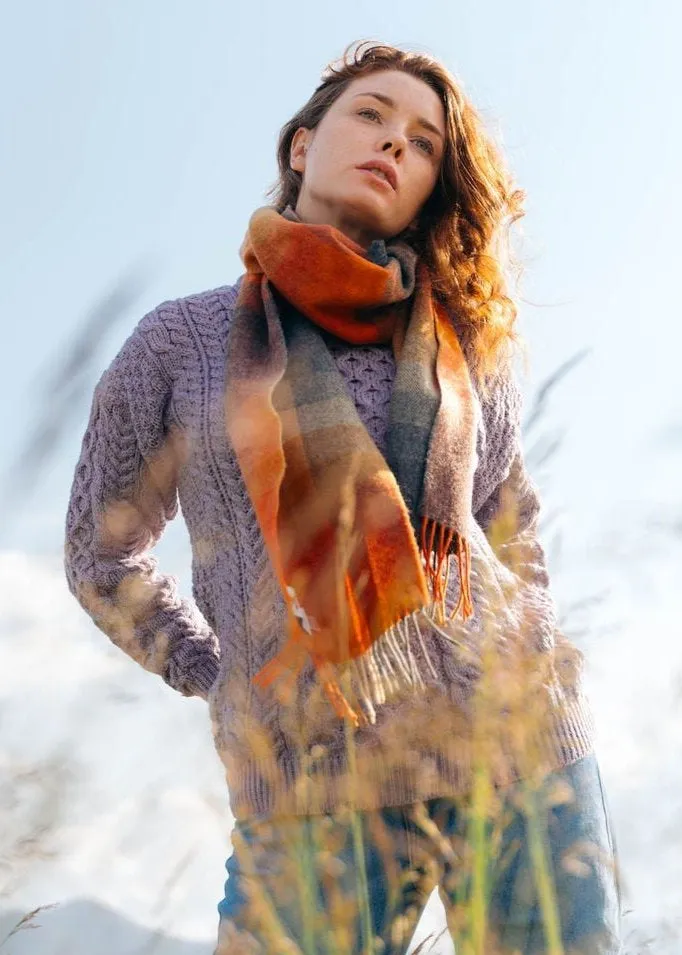 John Hanly Lambswool Scarf | Orange Grey