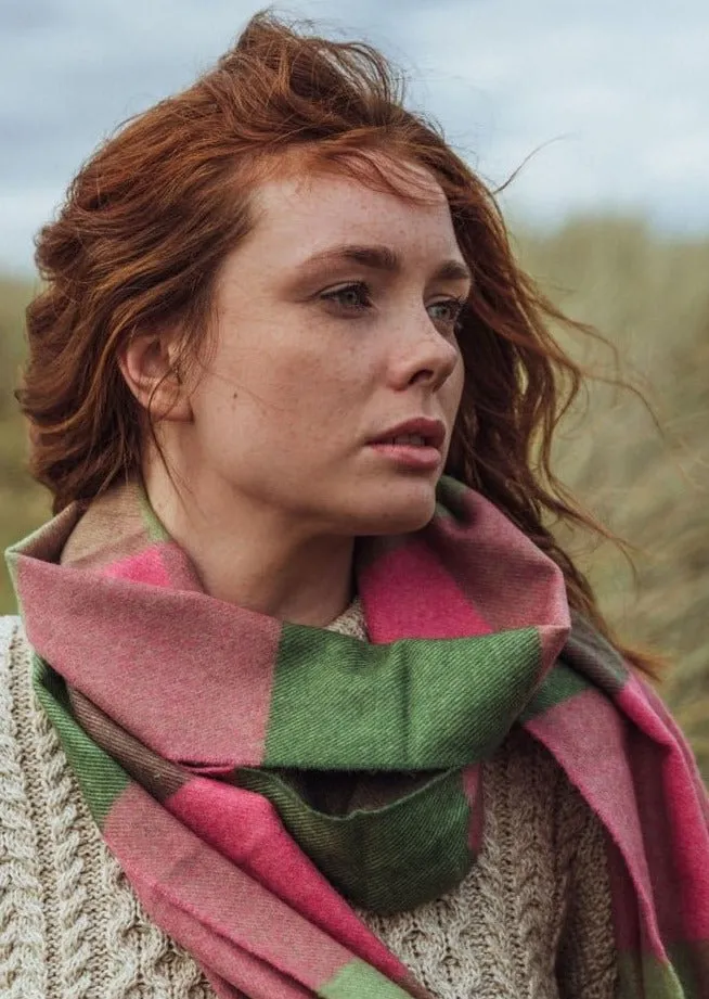 John Hanly Merino Scarf | Pink Green