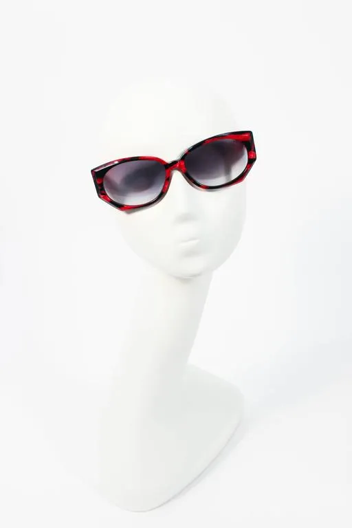 KRIZIA Vintage Black and Red Marbled Sunglasses Wide Frame Italy
