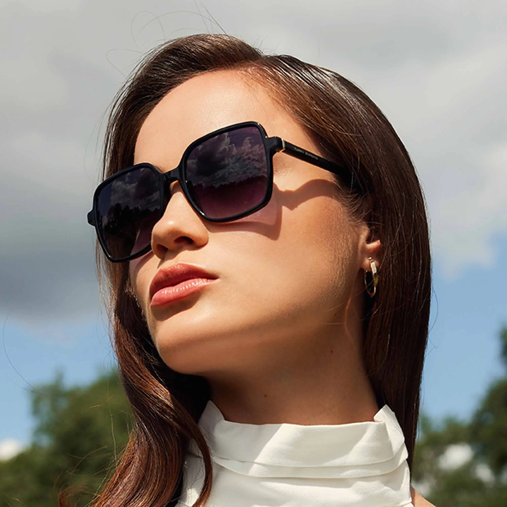 La Villette Rene black square sunglasses with black lenses gradient