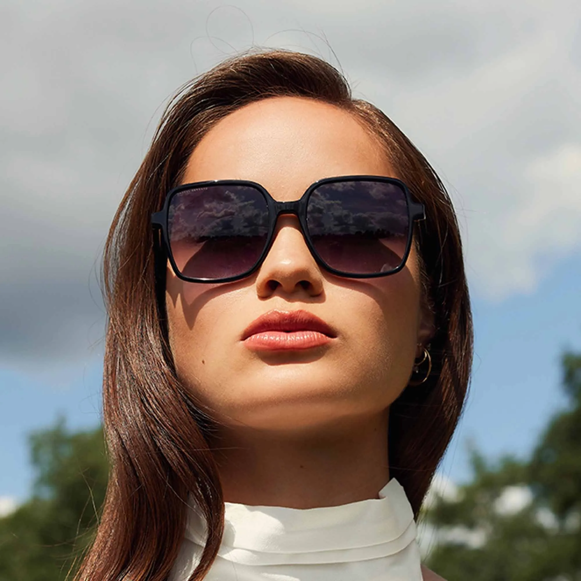 La Villette Rene black square sunglasses with black lenses gradient