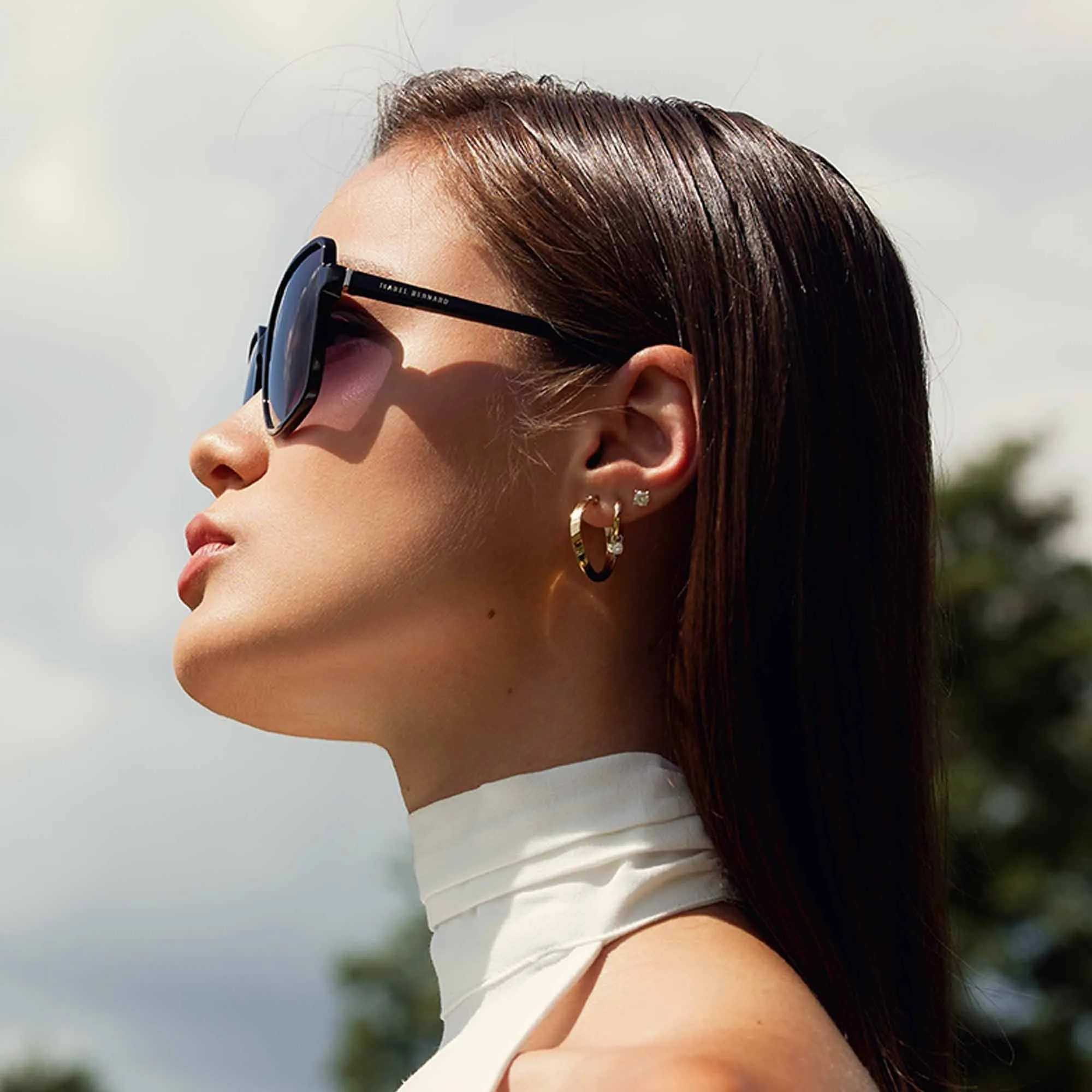 La Villette Rene black square sunglasses with black lenses gradient